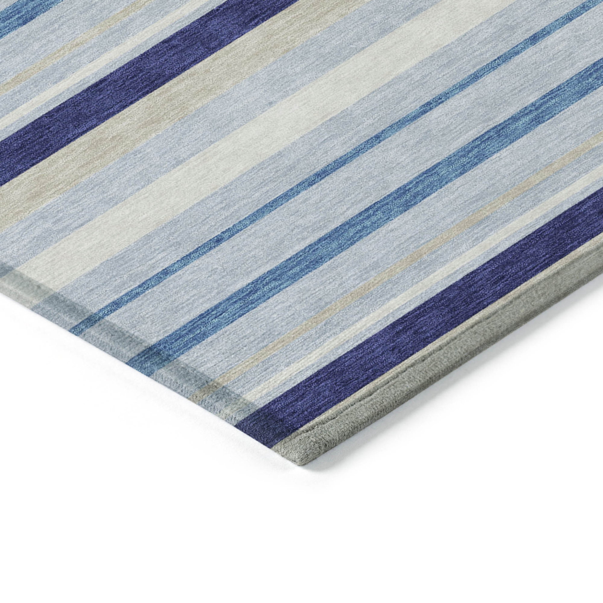 10' X 14' Blue Purple And Gray Striped Washable Indoor Outdoor Area Rug - 1 - Sports & Outdoor