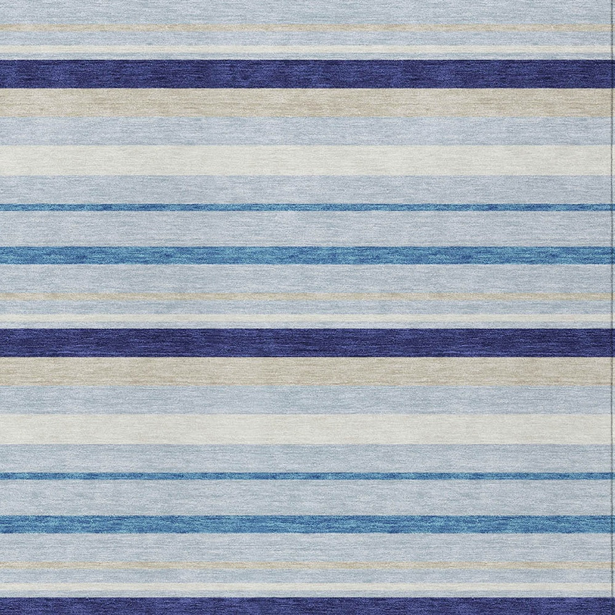 10' X 14' Blue Purple And Gray Striped Washable Indoor Outdoor Area Rug - 1 - Sports & Outdoor