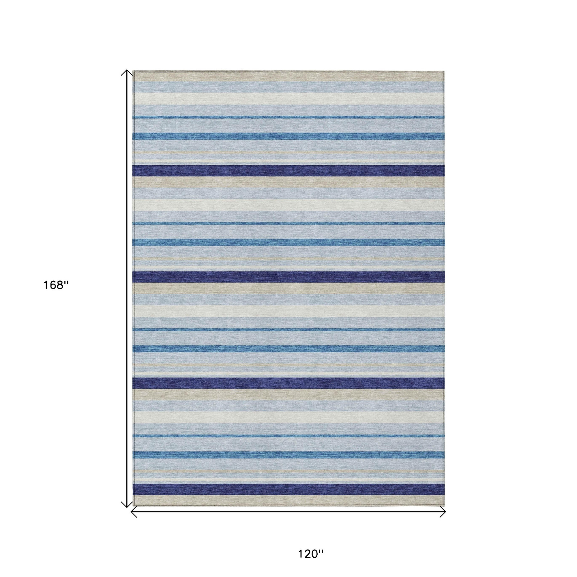 10' X 14' Blue Purple And Gray Striped Washable Indoor Outdoor Area Rug - 1 - Sports & Outdoor