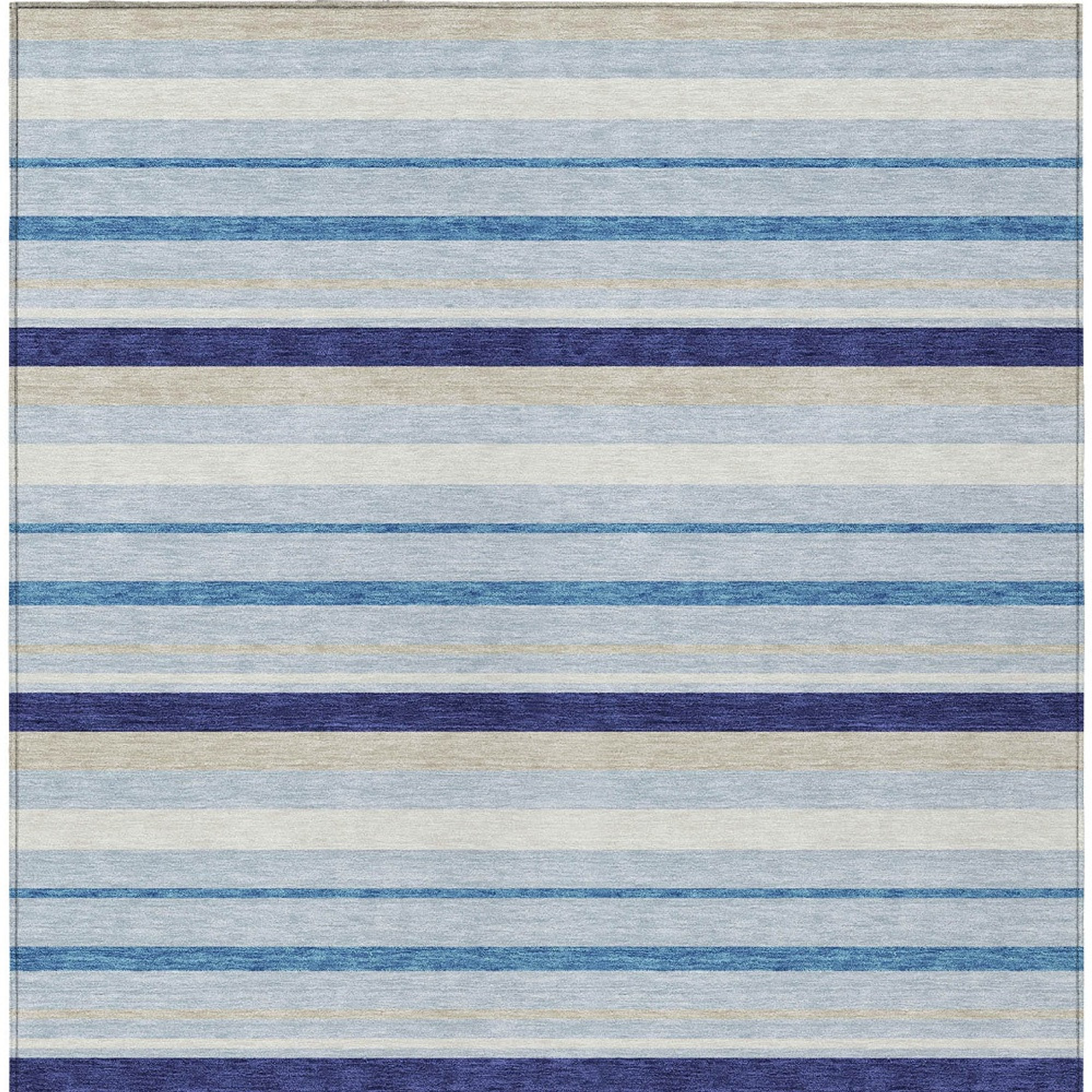 10' X 14' Blue Purple And Gray Striped Washable Indoor Outdoor Area Rug - 1 - Sports & Outdoor