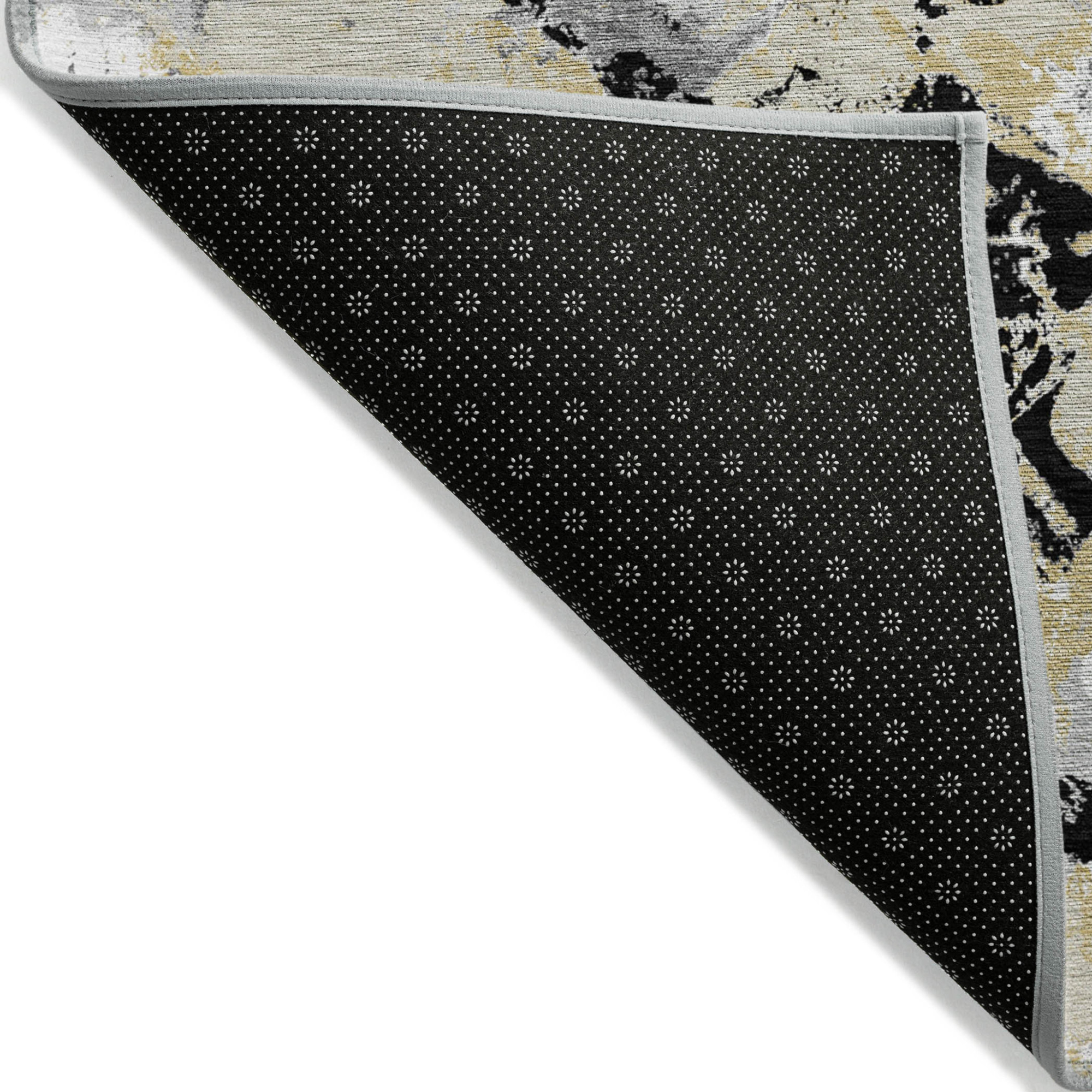 10' X 14' Black Gray And Light Brown Floral Washable Indoor Outdoor Area Rug - 1 - Sports & Outdoor
