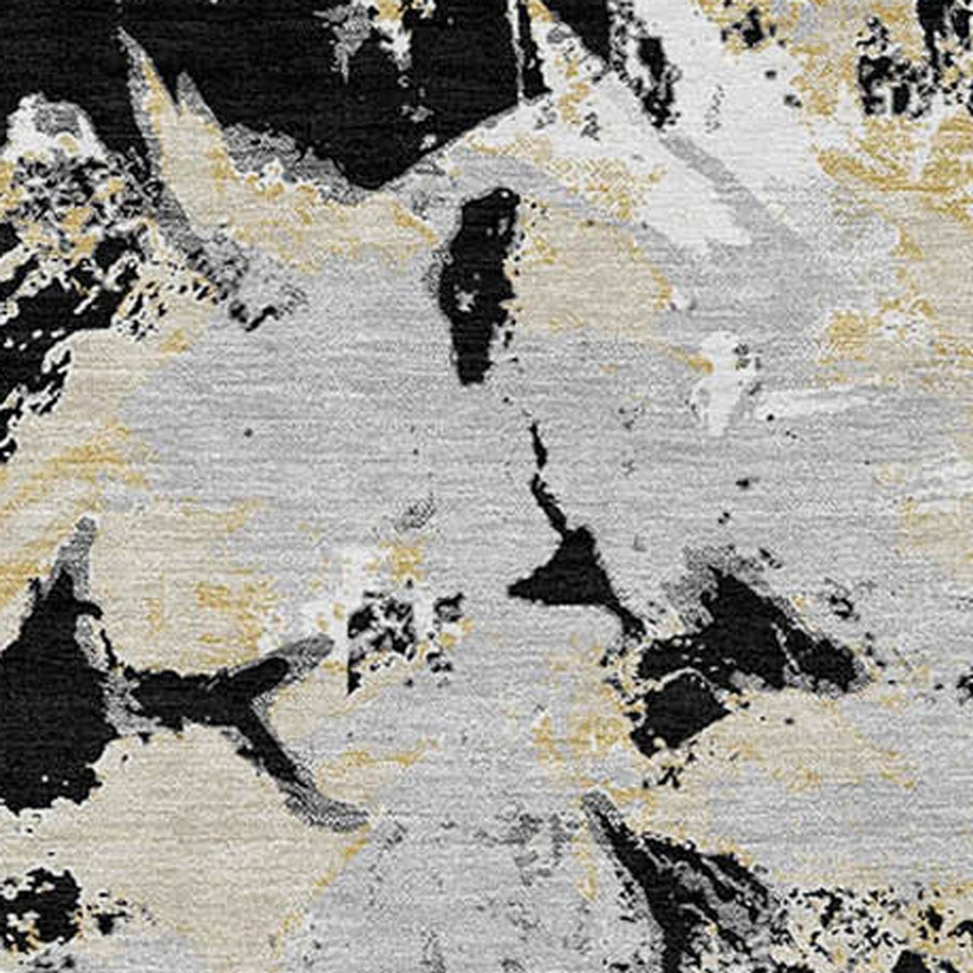 10' X 14' Black Gray And Light Brown Floral Washable Indoor Outdoor Area Rug - 1 - Sports & Outdoor