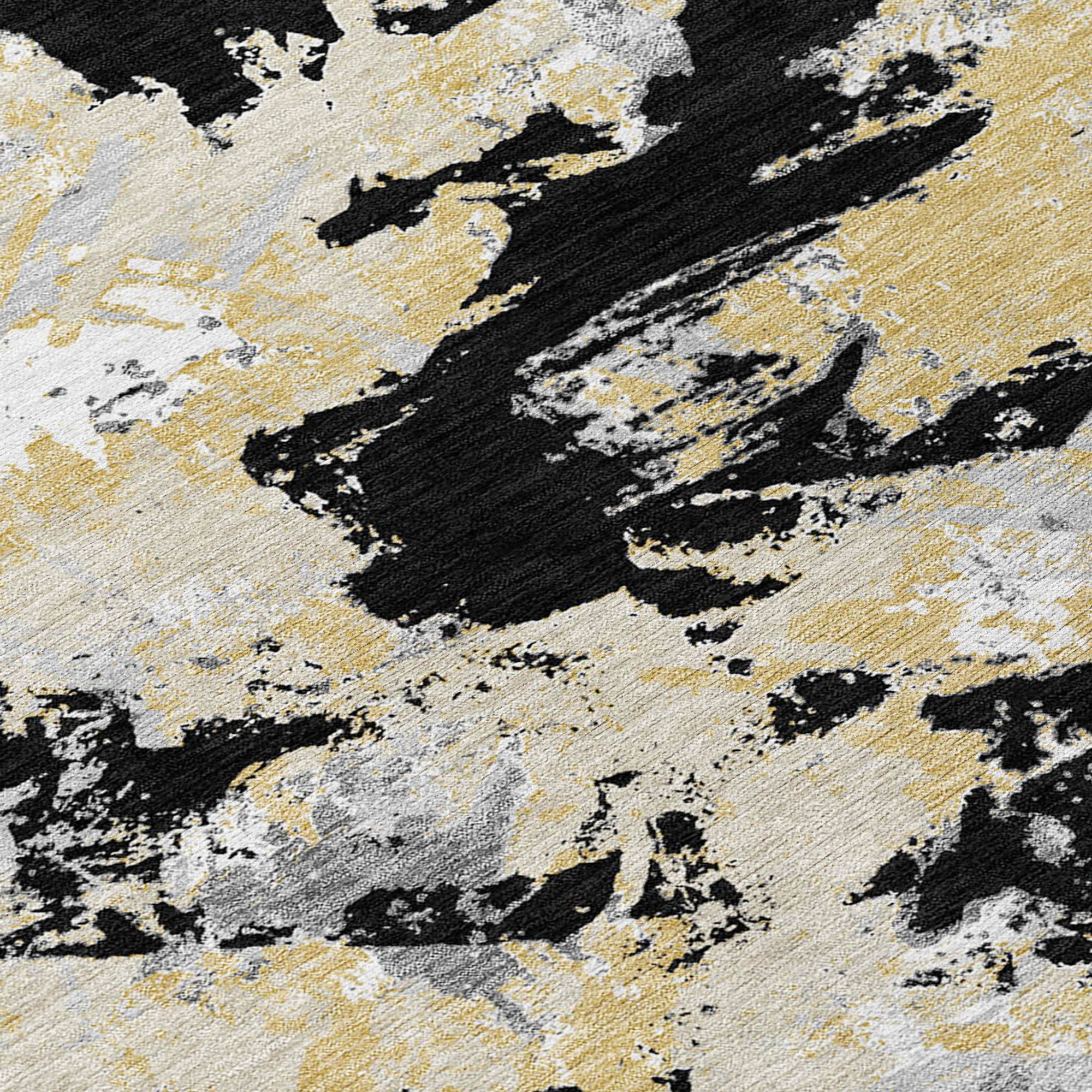 10' X 14' Black Gray And Light Brown Floral Washable Indoor Outdoor Area Rug - 1 - Sports & Outdoor