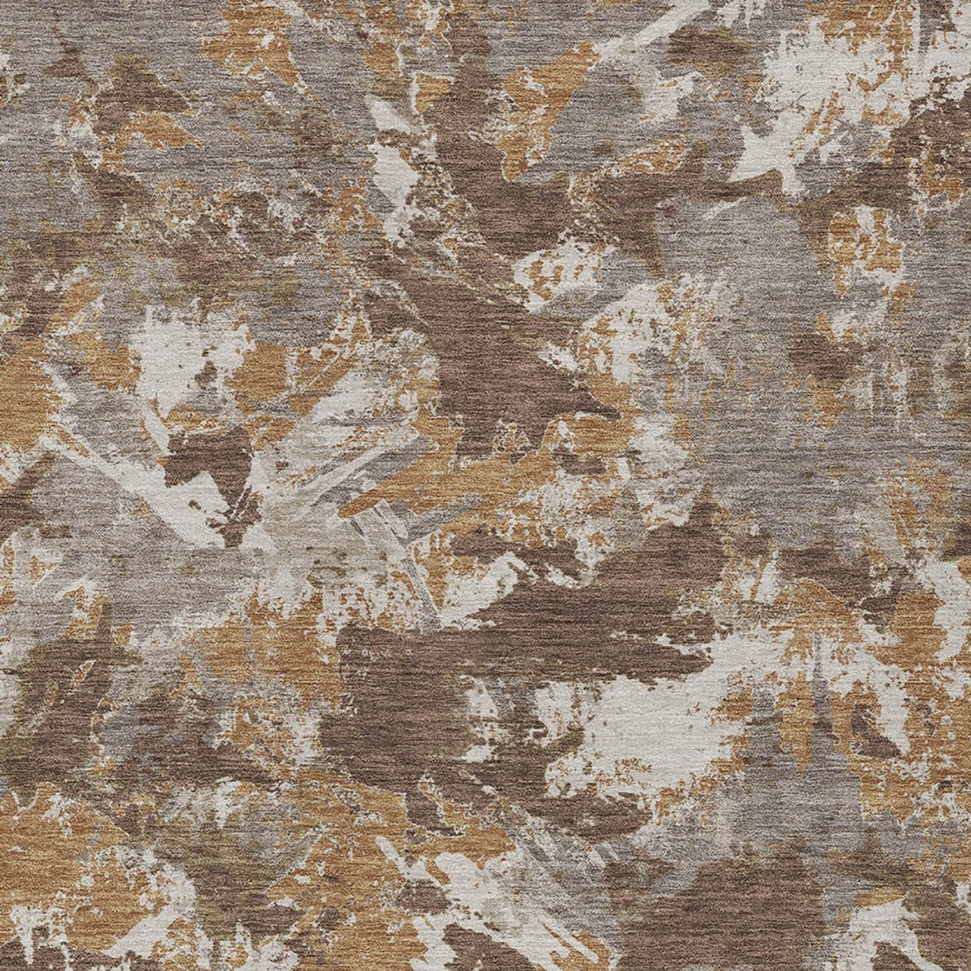 10' X 14' Brown Beige And Gray Floral Washable Indoor Outdoor Area Rug - 1 - Sports & Outdoor