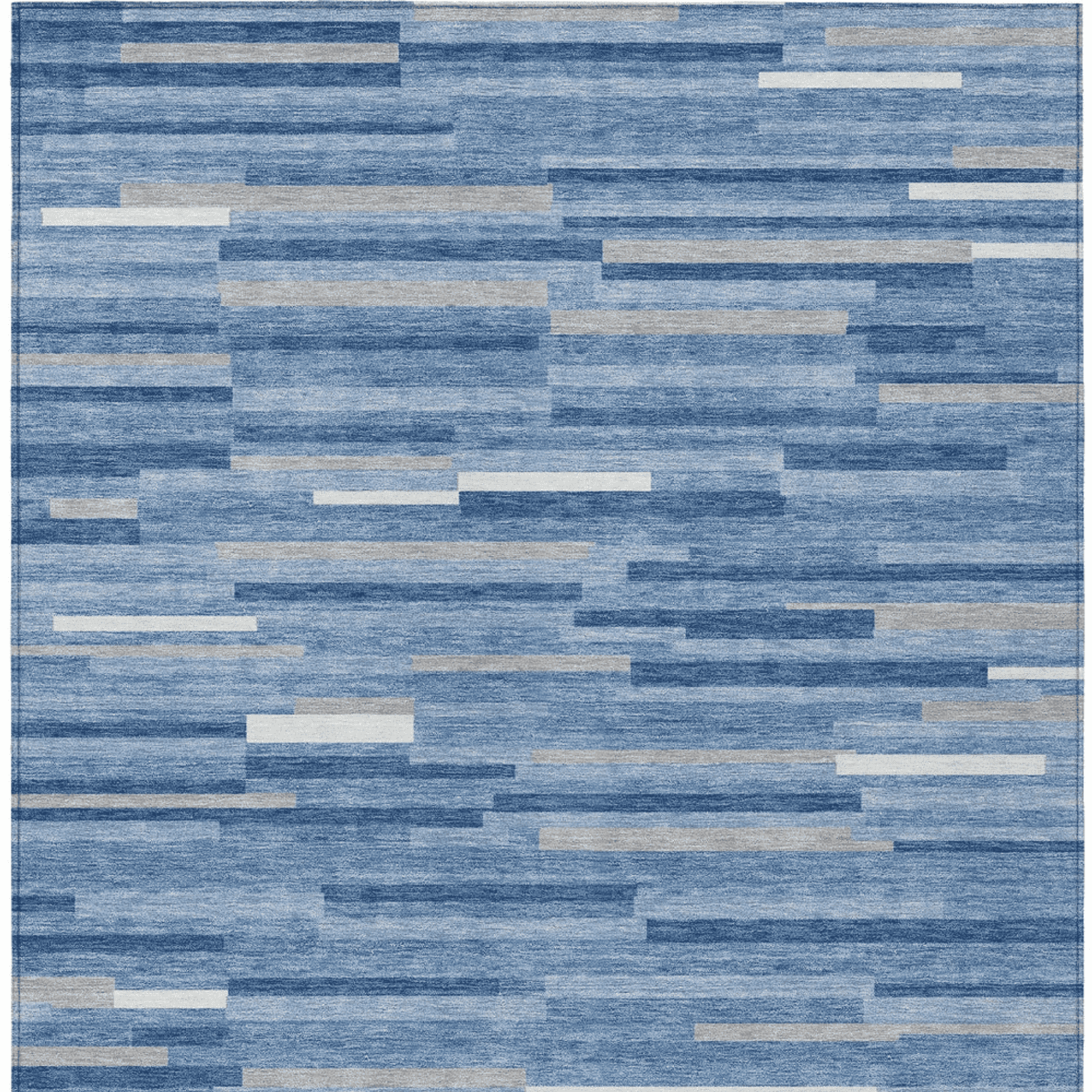 10' X 14' Sky Blue Gray And Ivory Striped Washable Indoor Outdoor Area Rug - 1 - Sports & Outdoor