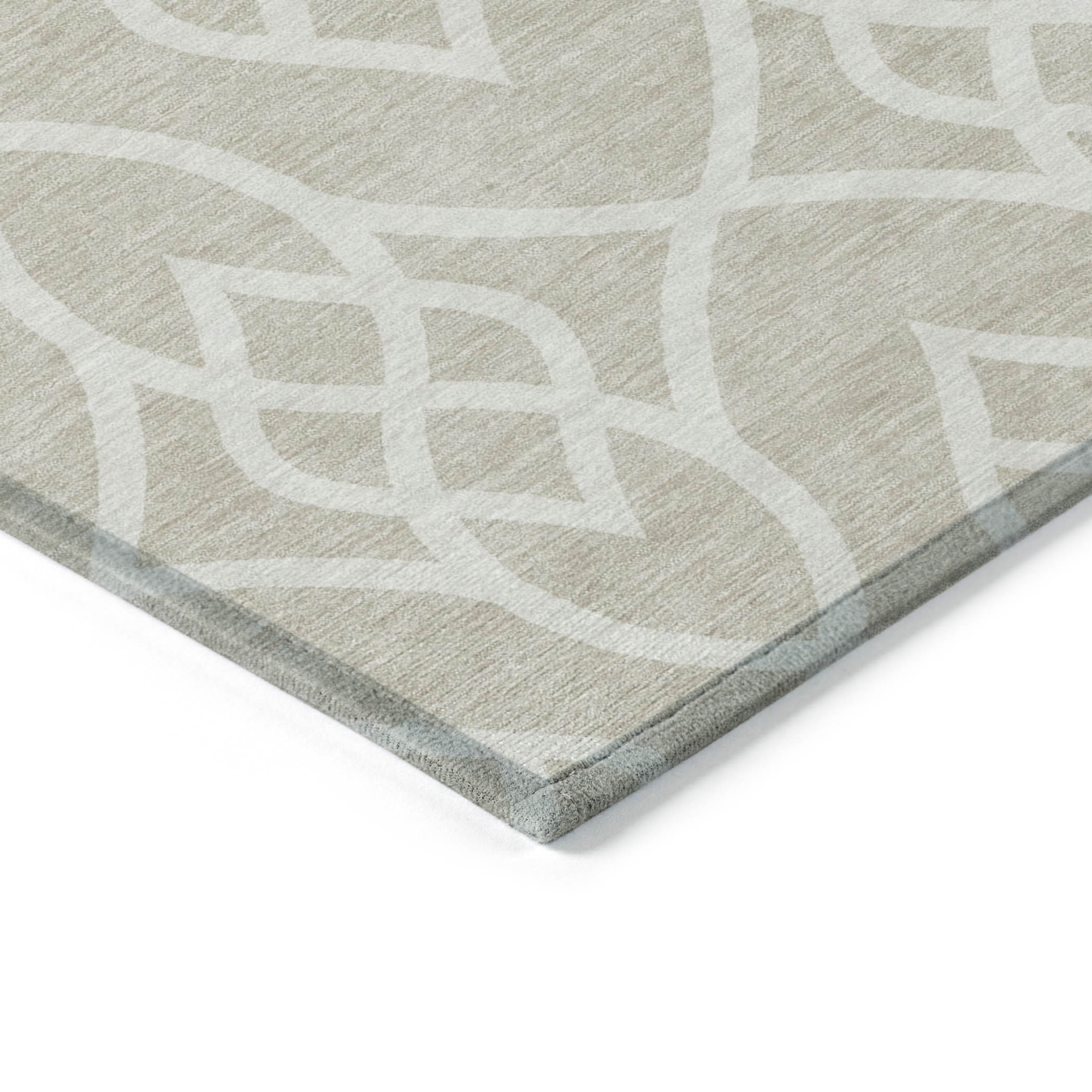 10' X 14' Beige And Ivory Trellis Washable Indoor Outdoor Area Rug - 1 - Sports & Outdoor