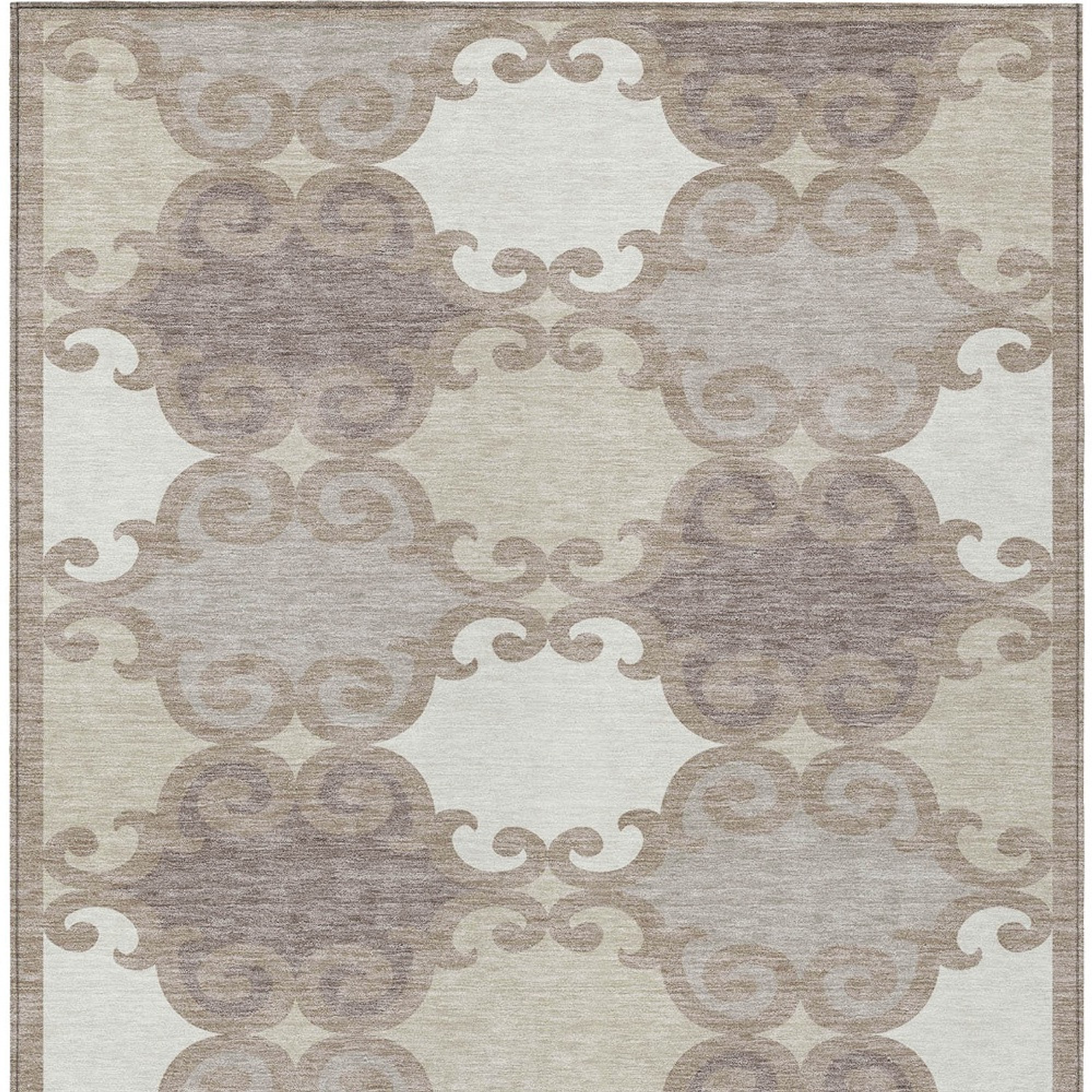 10' X 14' Taupe Beige And Gray Trellis Washable Indoor Outdoor Area Rug - 1 - Sports & Outdoor