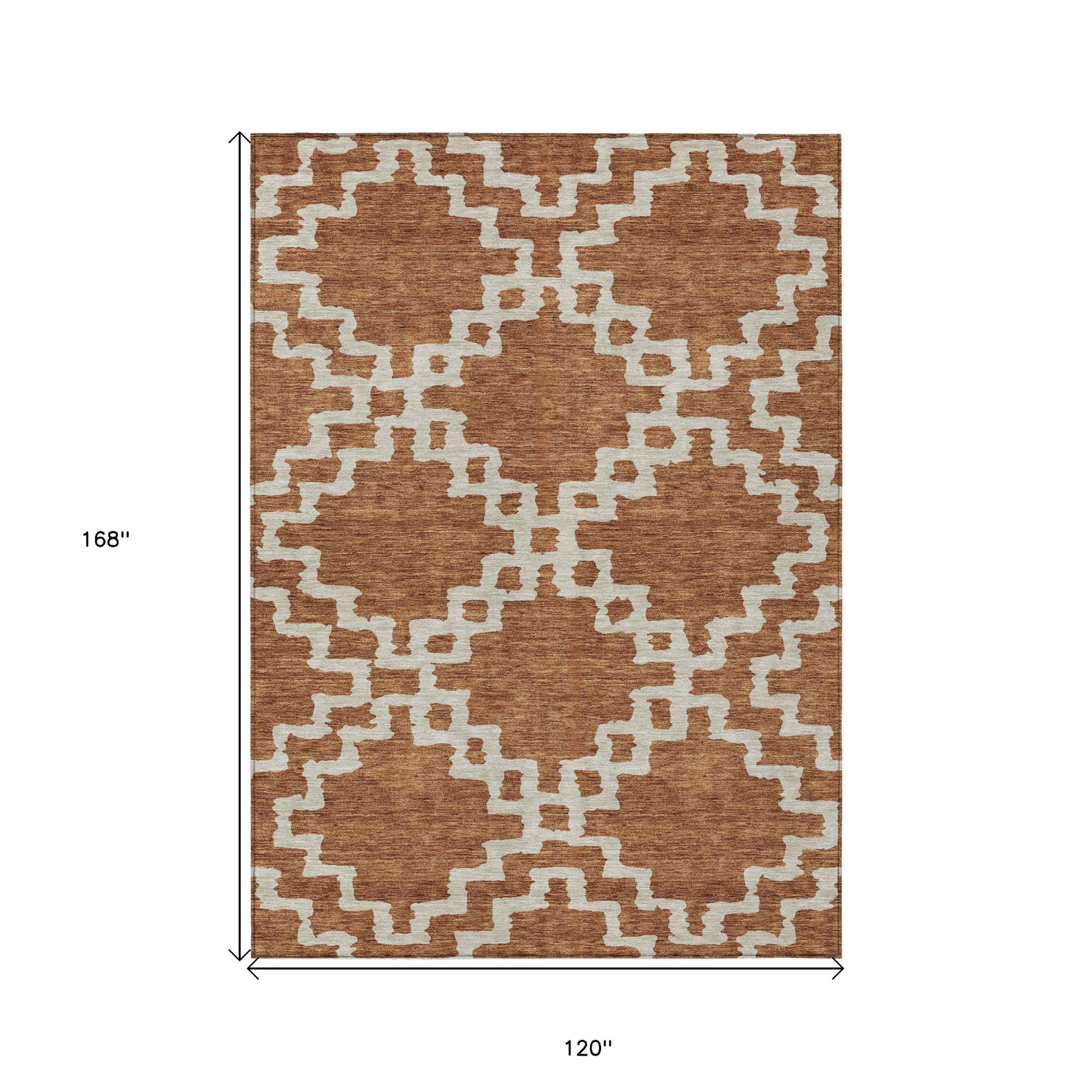 10' X 14' Brown And Ivory Geometric Washable Indoor Outdoor Area Rug - 1 - Sports & Outdoor