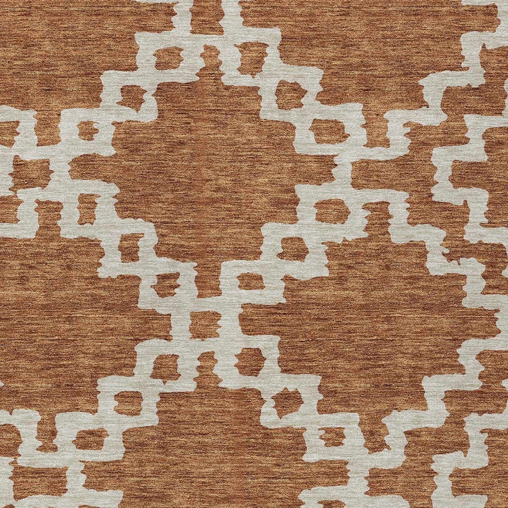 10' X 14' Brown And Ivory Geometric Washable Indoor Outdoor Area Rug - 1 - Sports & Outdoor