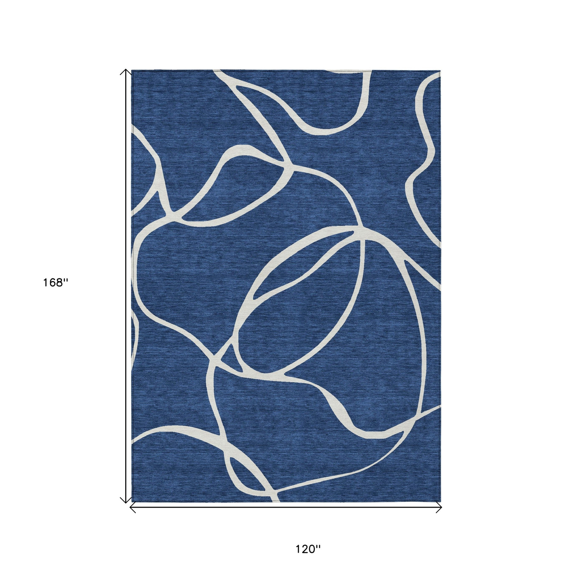 10' X 14' Navy Blue And Ivory Abstract Washable Indoor Outdoor Area Rug - 1 - Sports & Outdoor