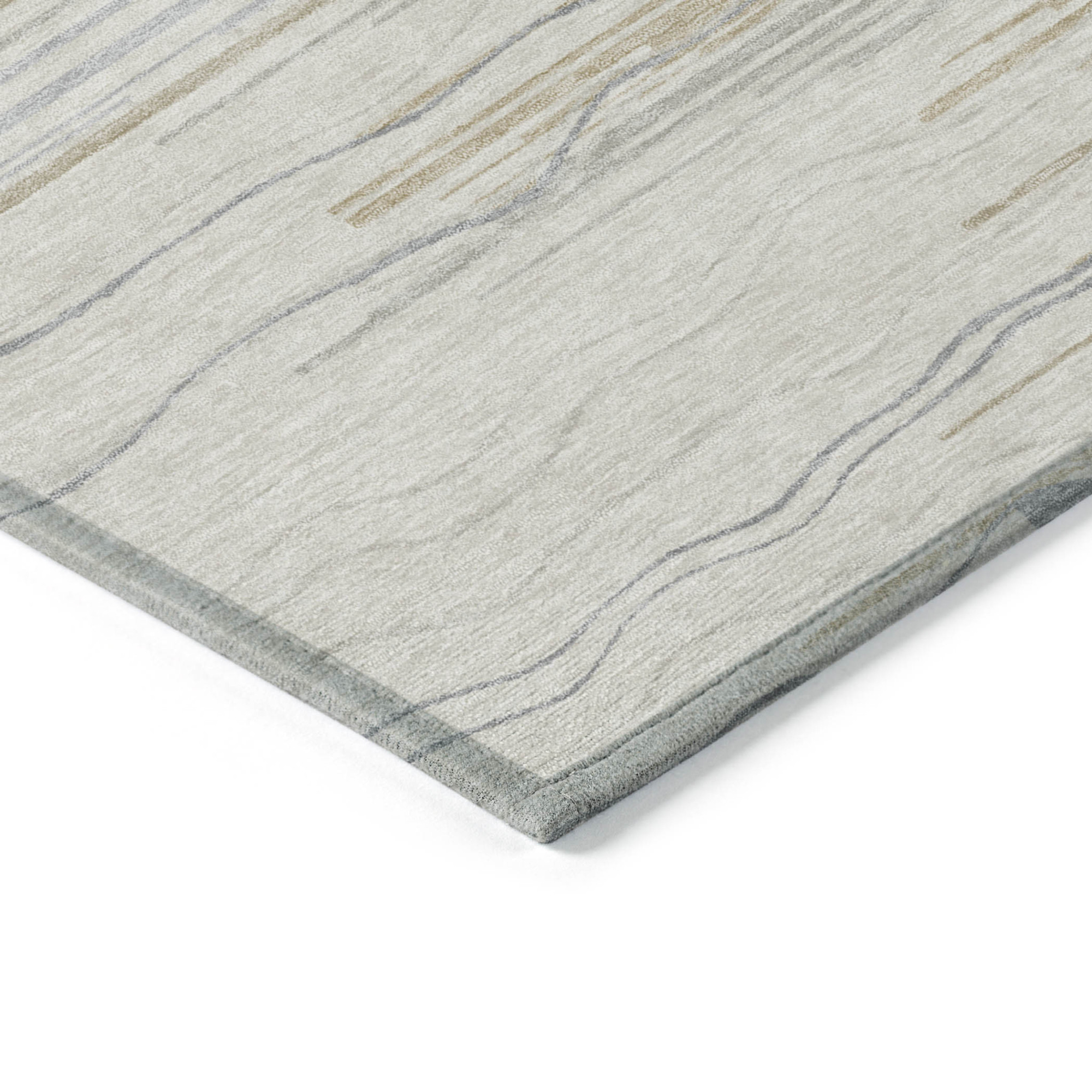 10' X 14' Linen Gray And Beige Striped Washable Indoor Outdoor Area Rug - 1 - Sports & Outdoor