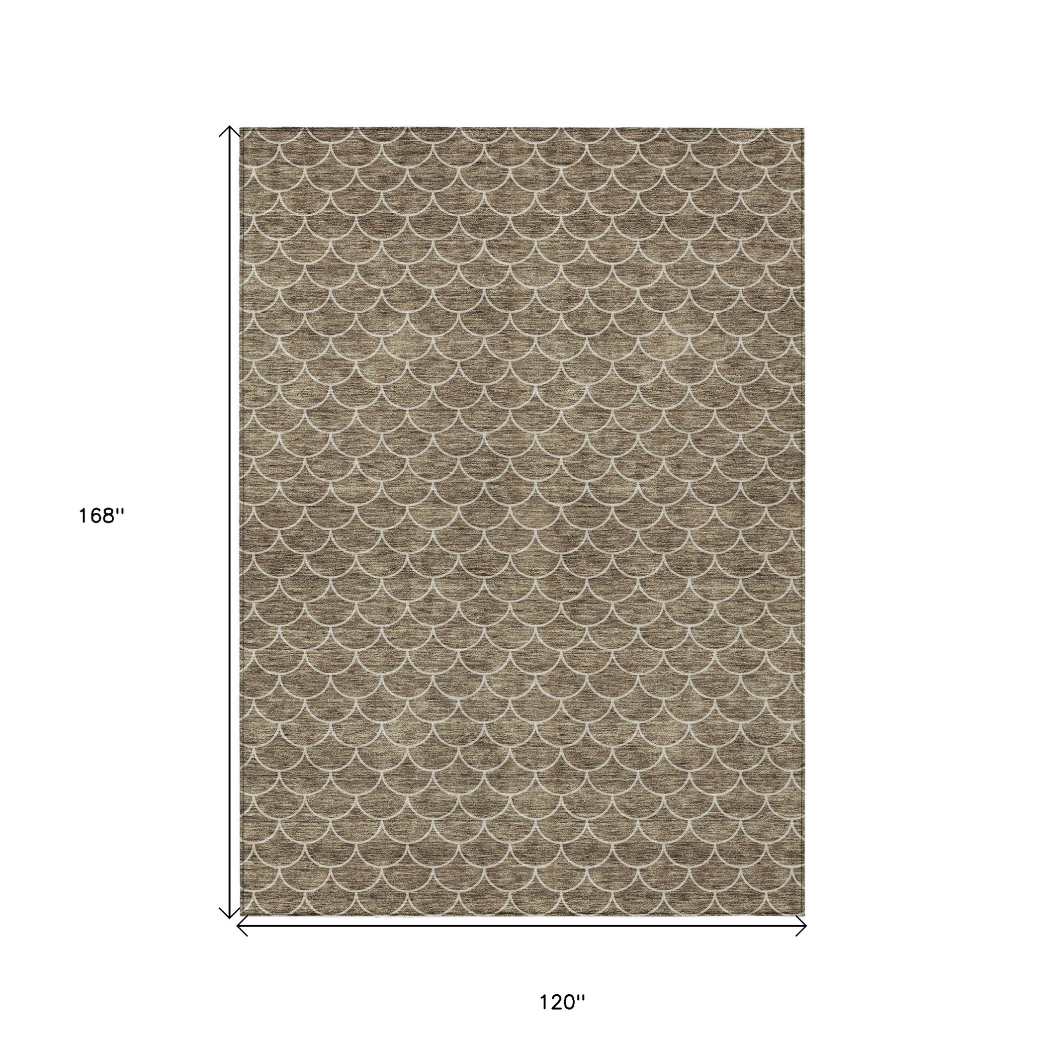 10' X 14' Brown And Beige Geometric Washable Indoor Outdoor Area Rug - 1 - Sports & Outdoor