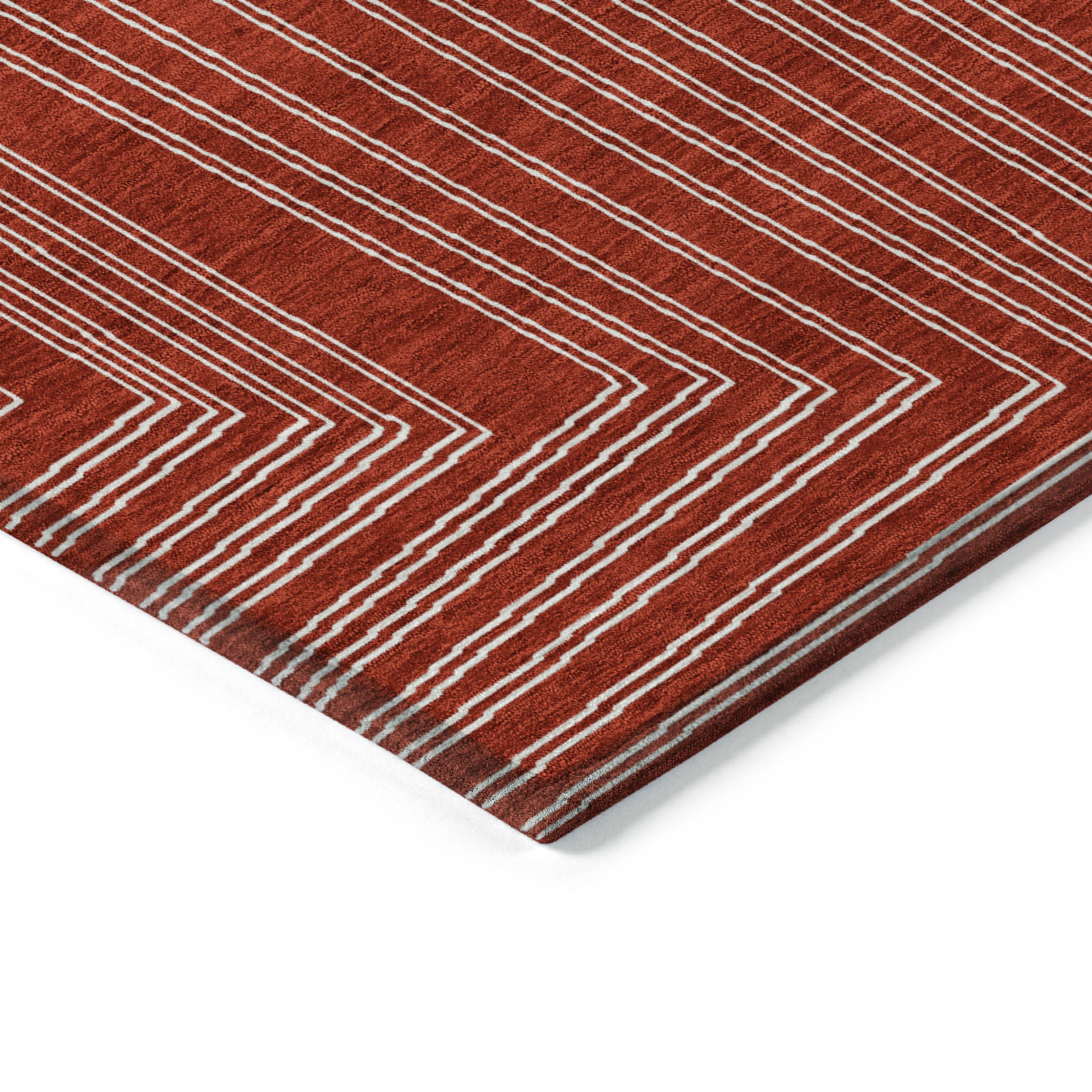 10' X 14' Red And Ivory Geometric Washable Indoor Outdoor Area Rug - 1 - Sports & Outdoor