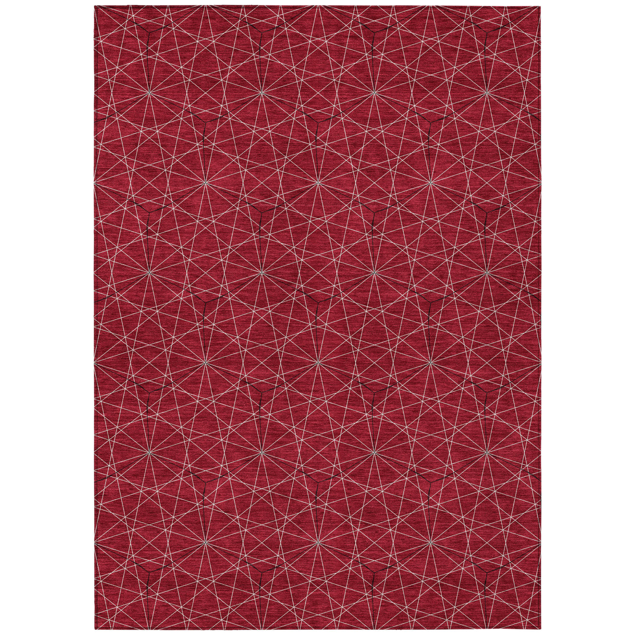 10' X 14' Red Black And Ivory Geometric Washable Indoor Outdoor Area Rug - 1 - Sports & Outdoor