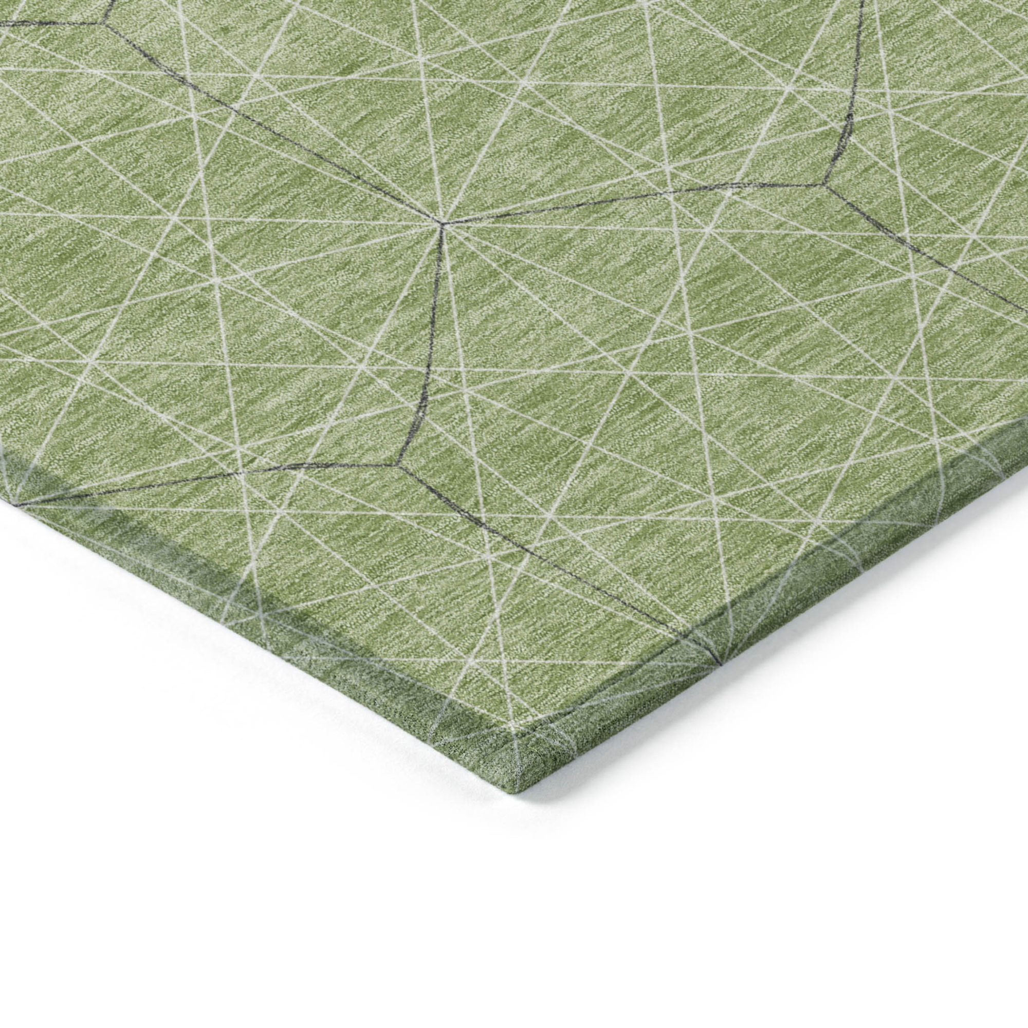 10' X 14' Green Black And Ivory Geometric Washable Indoor Outdoor Area Rug - 1 - Sports & Outdoor