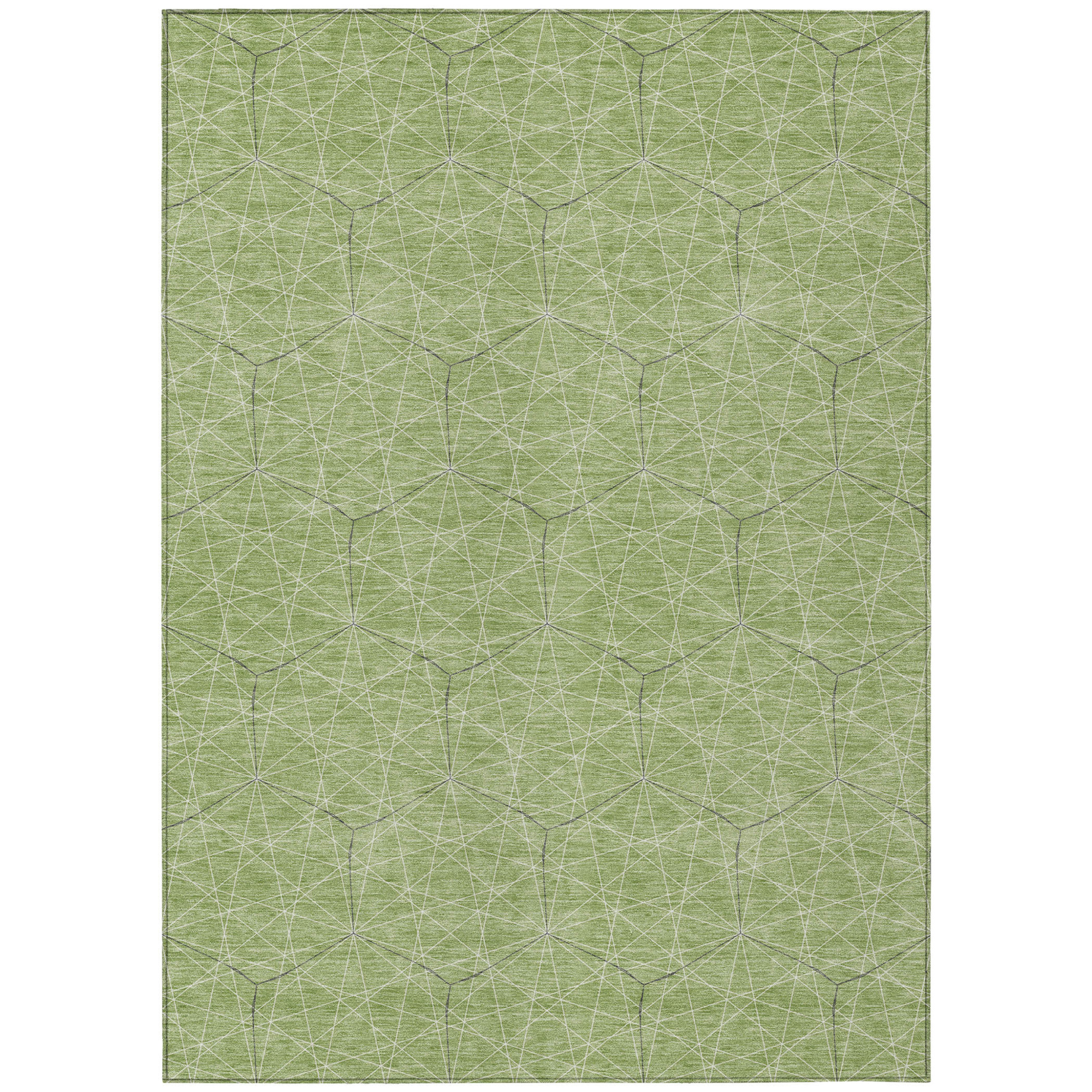 10' X 14' Green Black And Ivory Geometric Washable Indoor Outdoor Area Rug - 1 - Sports & Outdoor