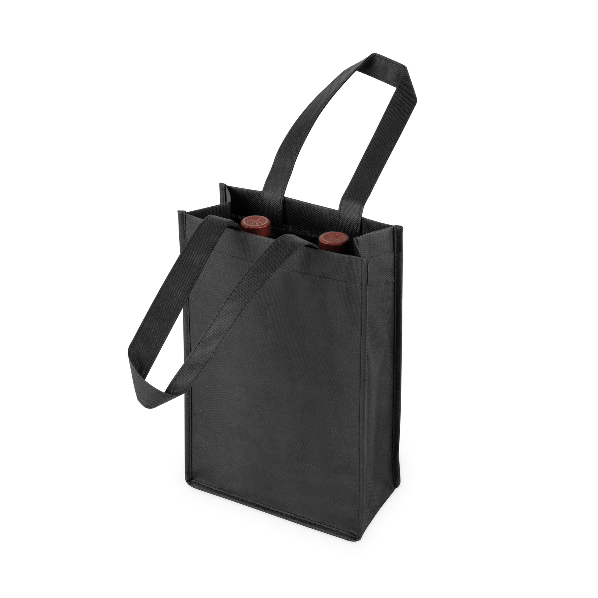 2 Bottle Non Woven Tote In Black by True - Black / 1 - Apparel and Accessories