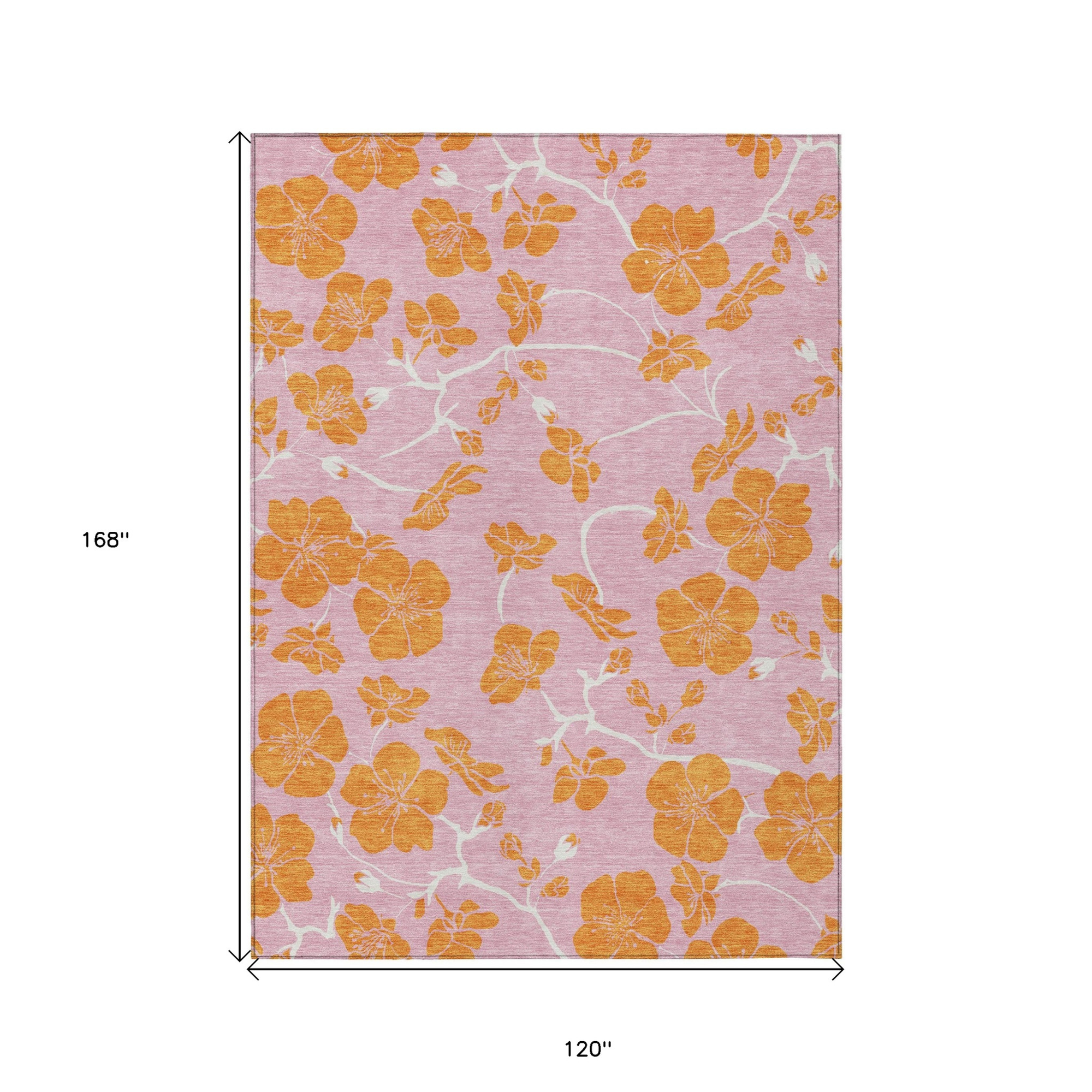 10' X 14' Pink And Copper Floral Washable Indoor Outdoor Area Rug - 1 - Sports & Outdoor