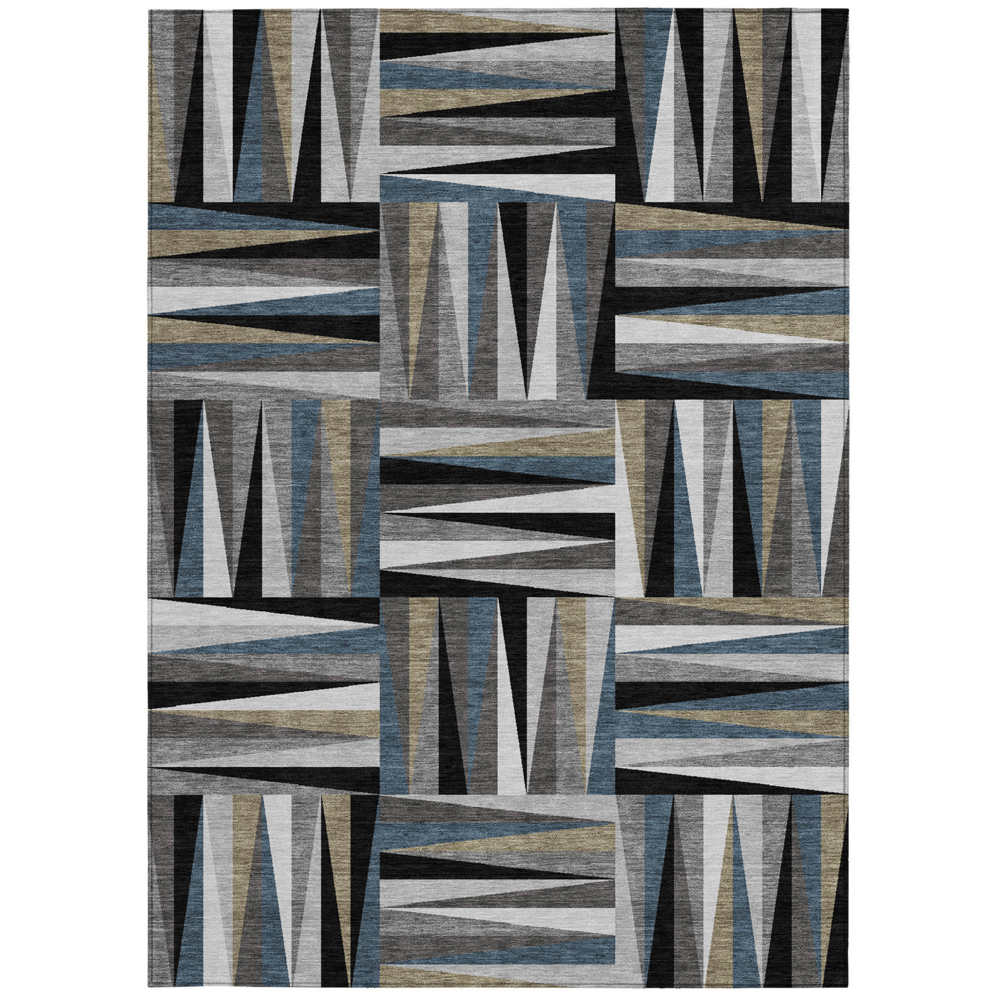 10' X 14' Black Gray And Ivory Geometric Washable Indoor Outdoor Area Rug - 1 - Sports & Outdoor