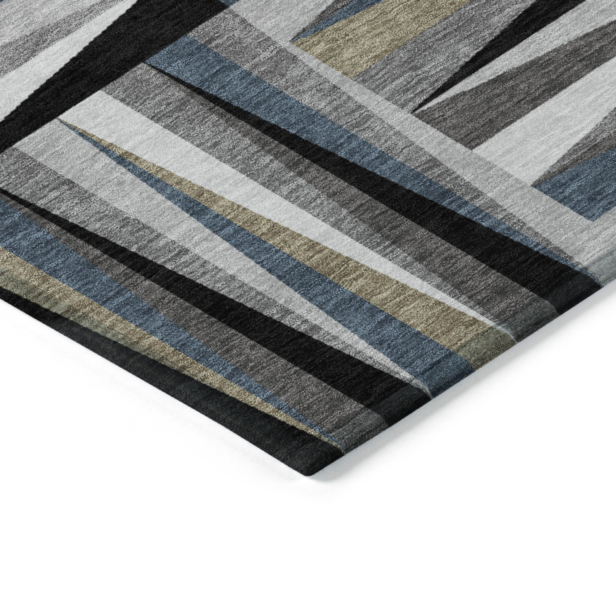 10' X 14' Black Gray And Ivory Geometric Washable Indoor Outdoor Area Rug - 1 - Sports & Outdoor