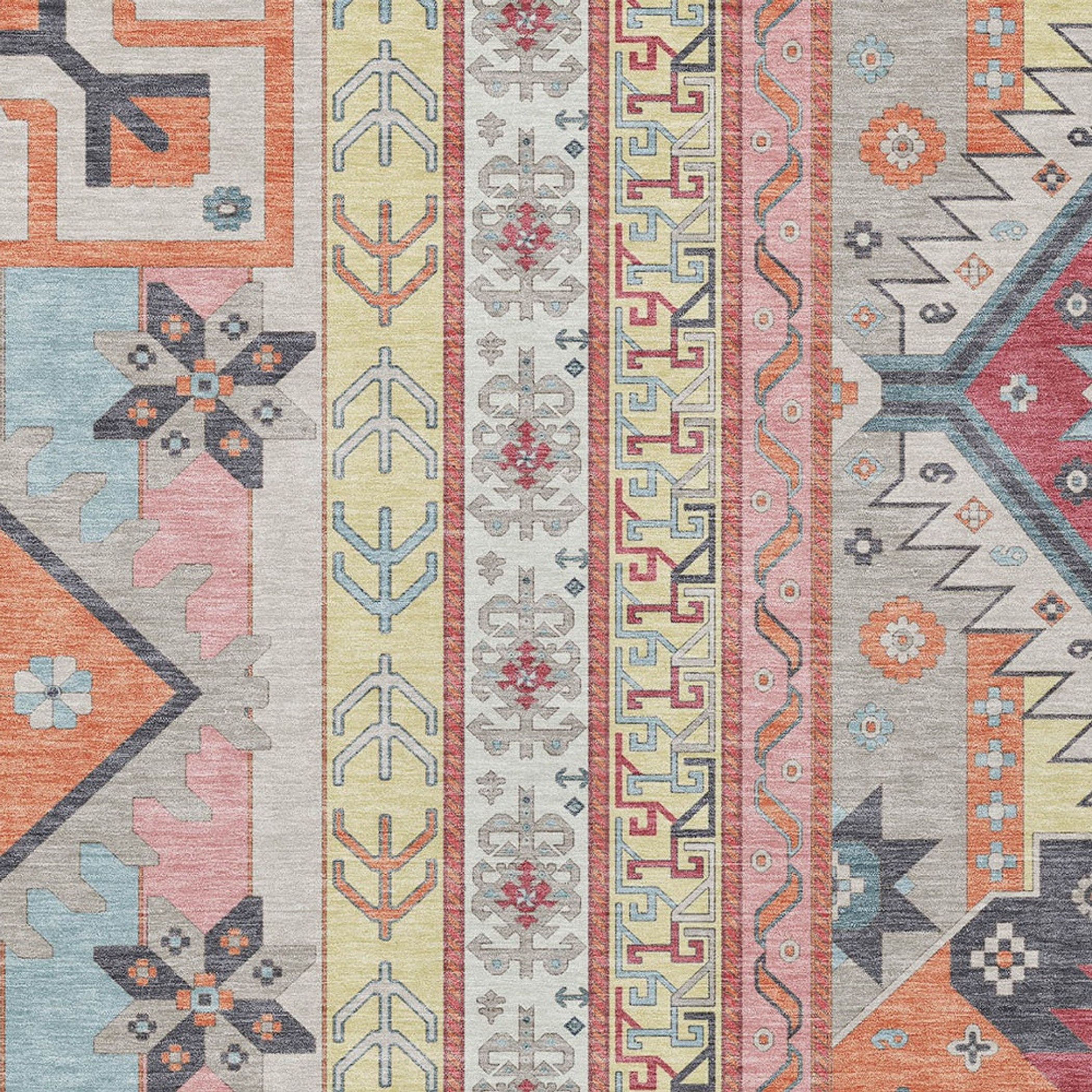10' X 14' Linen Pink And Yellow Aztec Washable Indoor Outdoor Area Rug - 1 - Sports & Outdoor