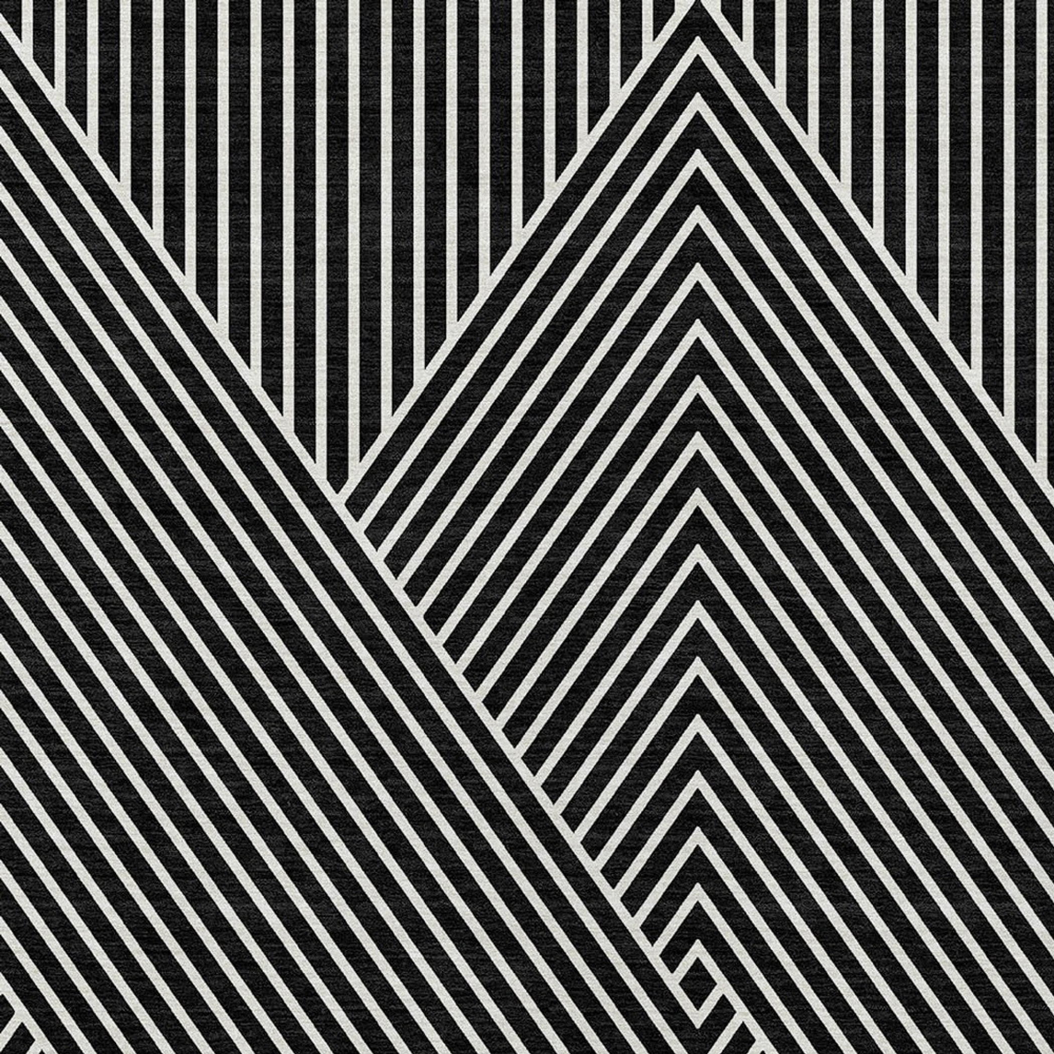 10' X 14' Black And Ivory Geometric Washable Indoor Outdoor Area Rug - 1 - Sports & Outdoor