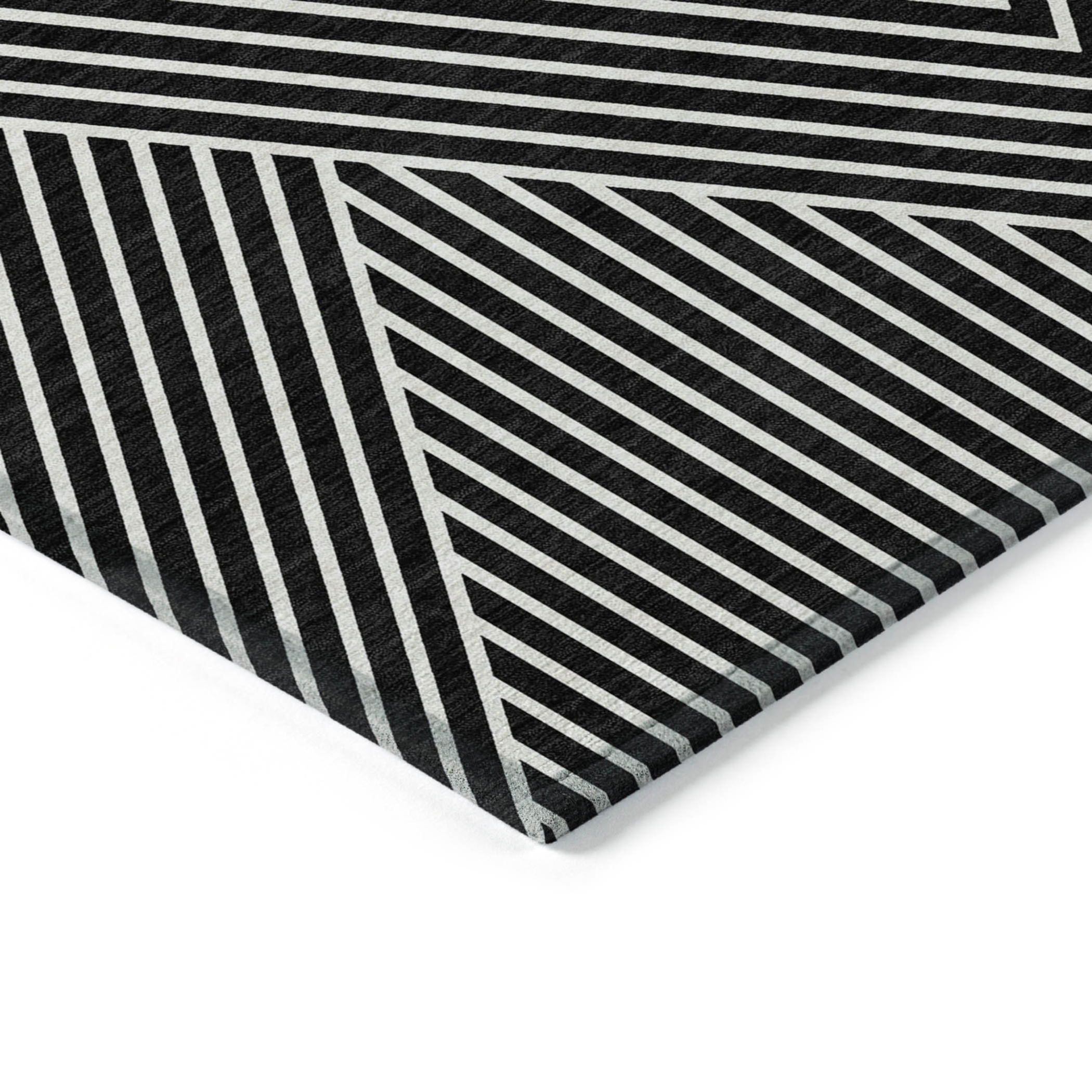 10' X 14' Black And Ivory Geometric Washable Indoor Outdoor Area Rug - 1 - Sports & Outdoor