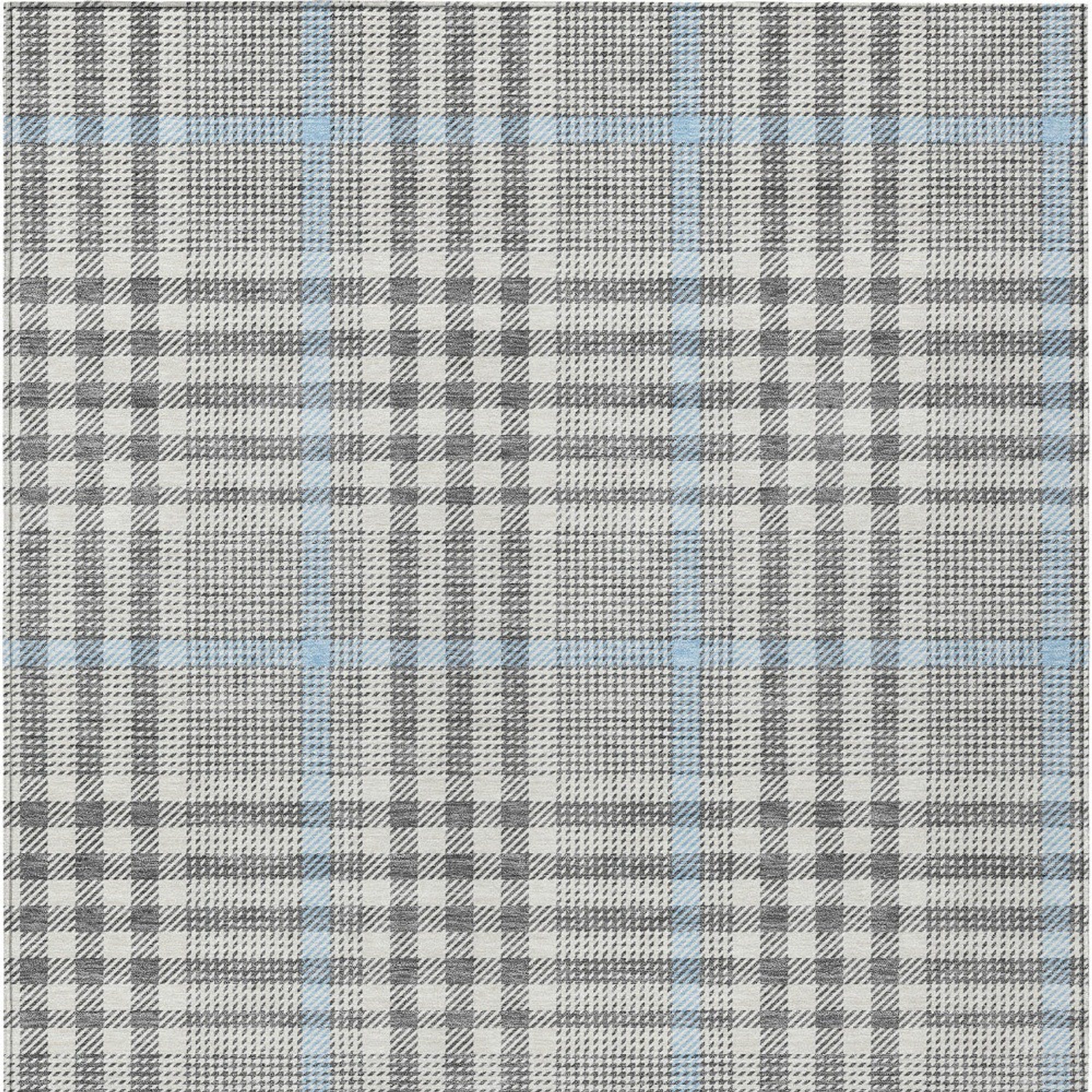 10' X 14' Gray Blue And Beige Plaid Washable Indoor Outdoor Area Rug - 1 - Sports & Outdoor