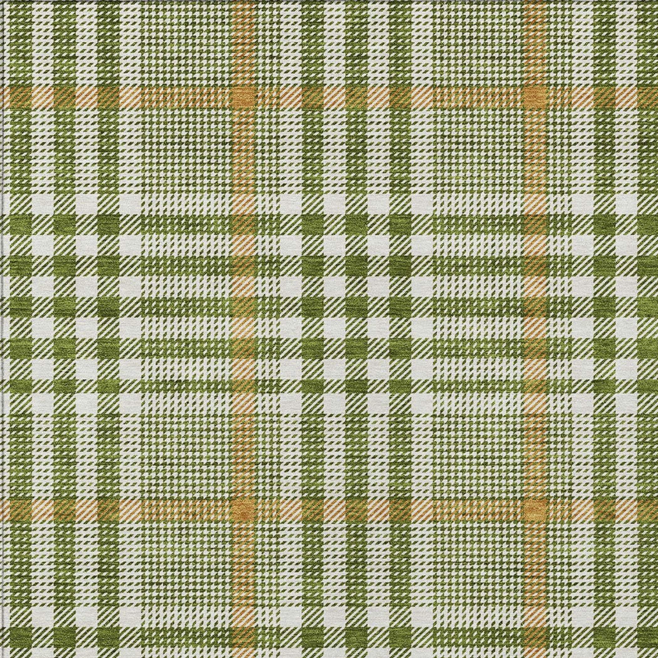 10' X 14' Olive Green Brown And Ivory Plaid Washable Indoor Outdoor Area Rug - 1 - Sports & Outdoor