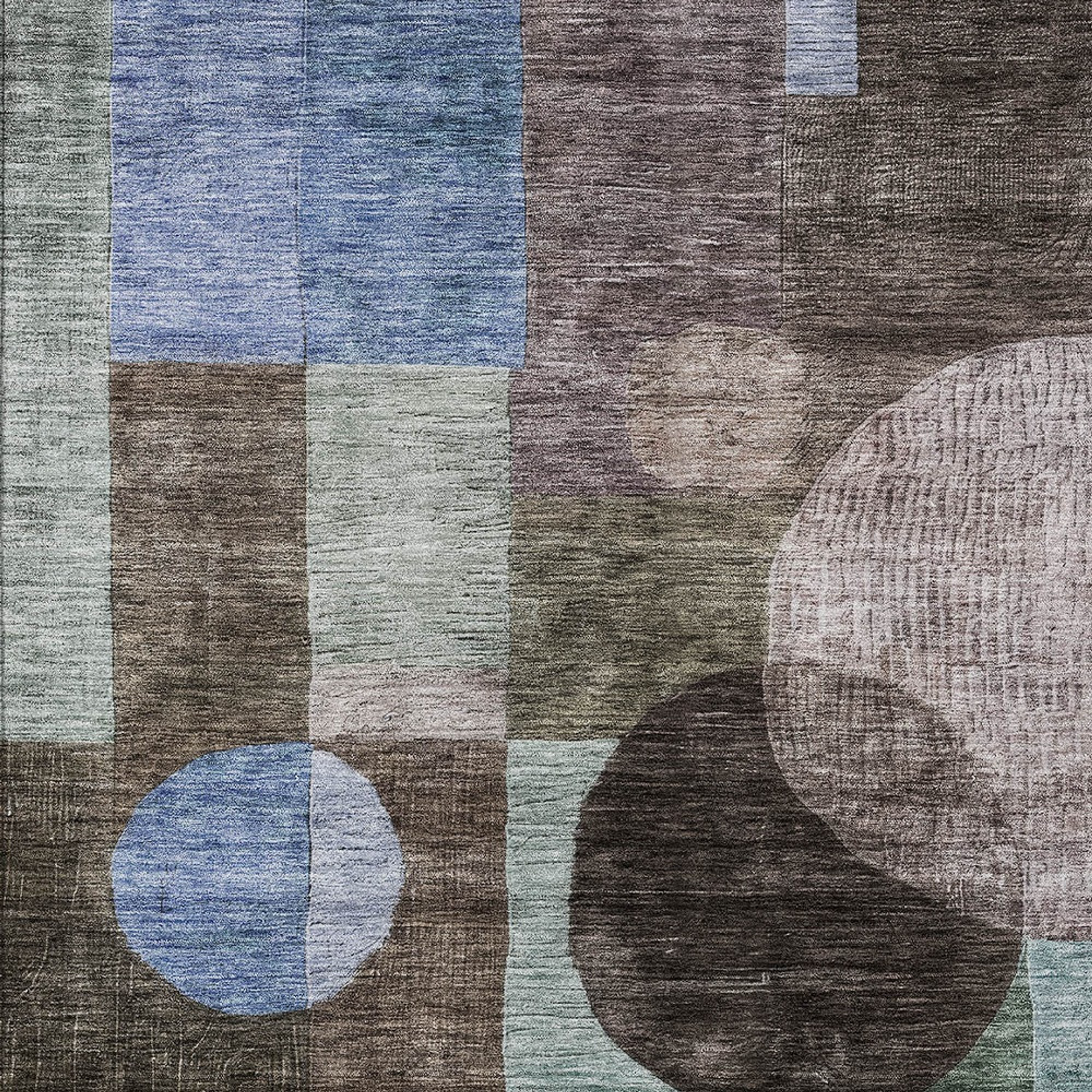 10' X 14' Brown Blue And Green Geometric Washable Indoor Outdoor Area Rug - 1 - Sports & Outdoor