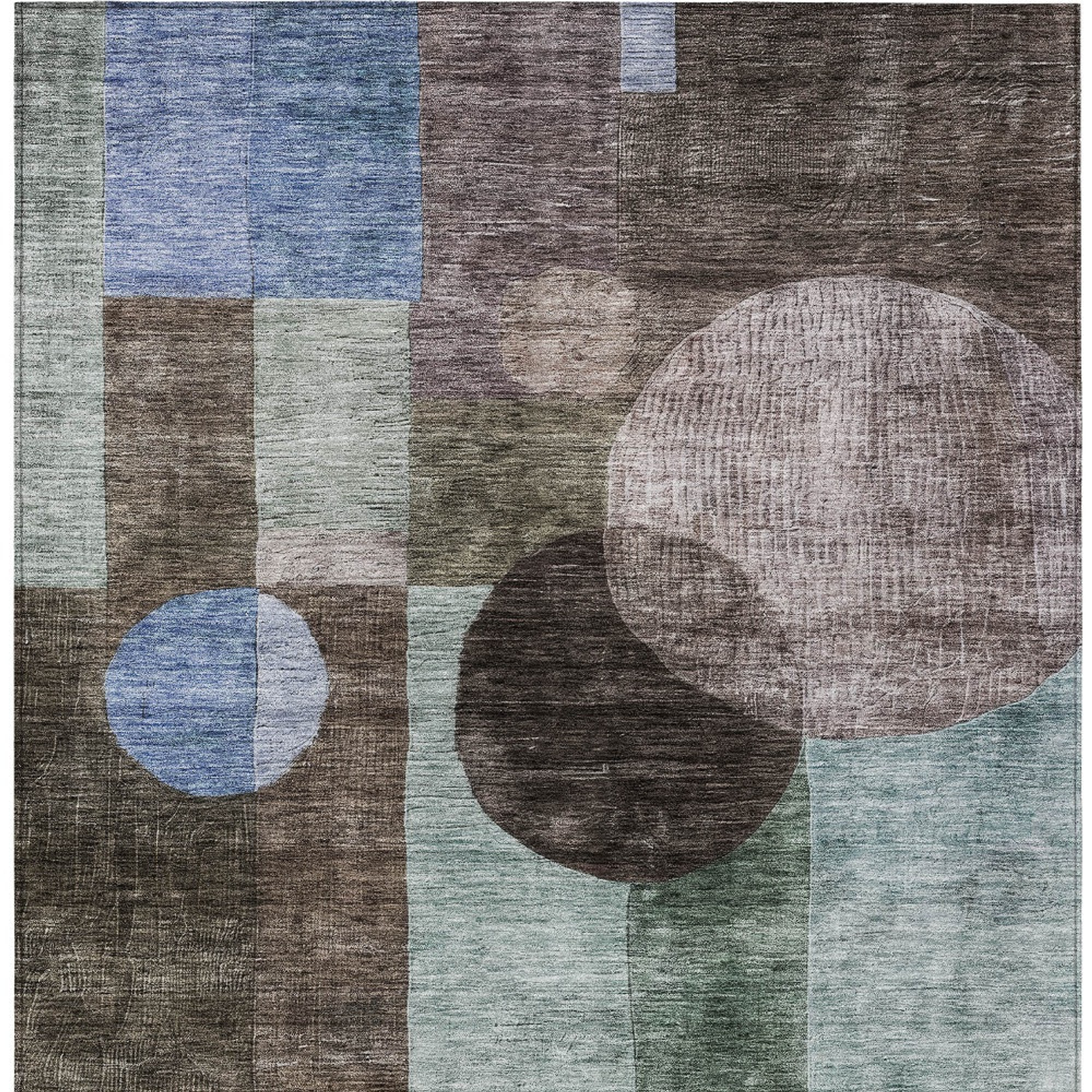 10' X 14' Brown Blue And Green Geometric Washable Indoor Outdoor Area Rug - 1 - Sports & Outdoor