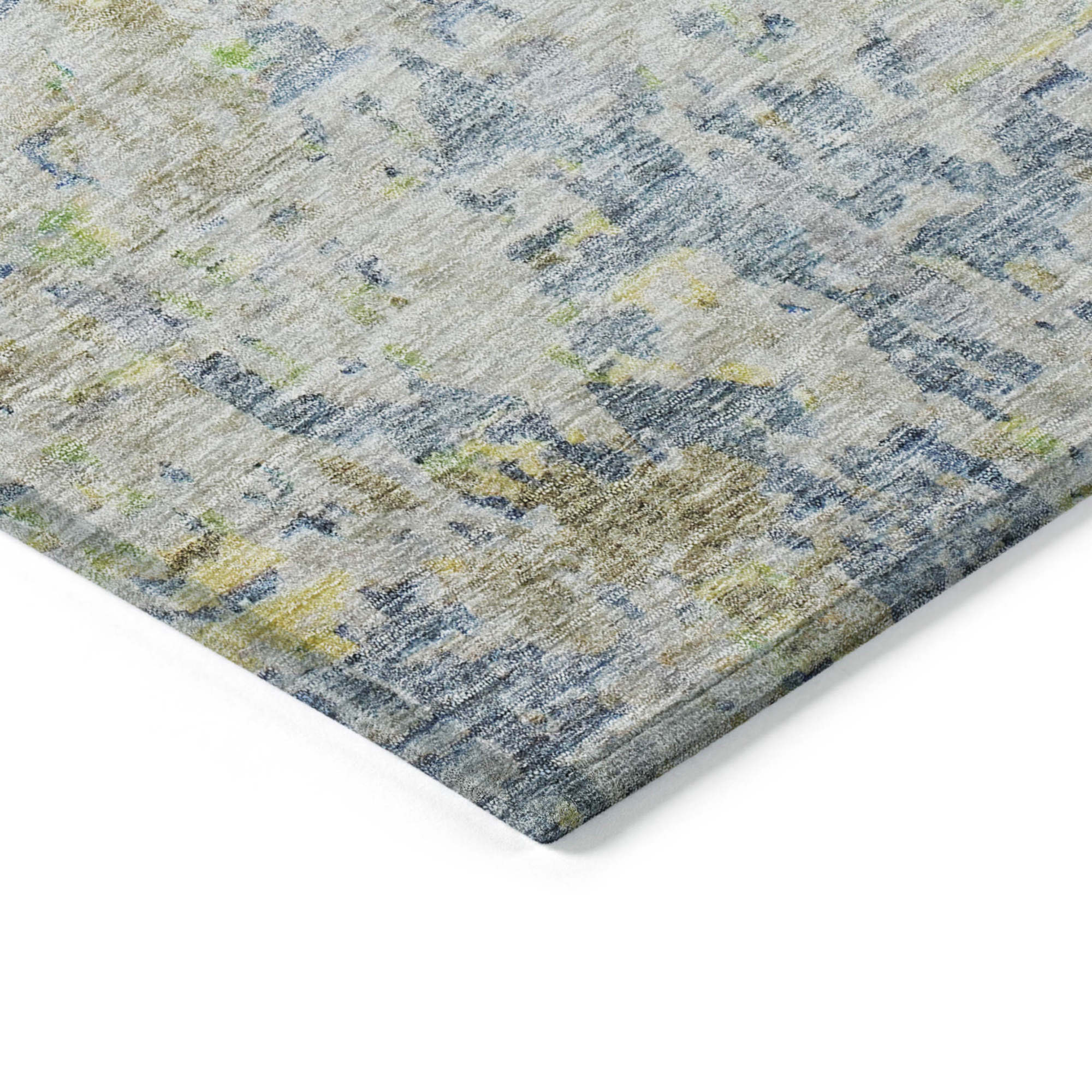 10' X 14' Blue Gray And Green Abstract Washable Indoor Outdoor Area Rug - 1 - Sports & Outdoor