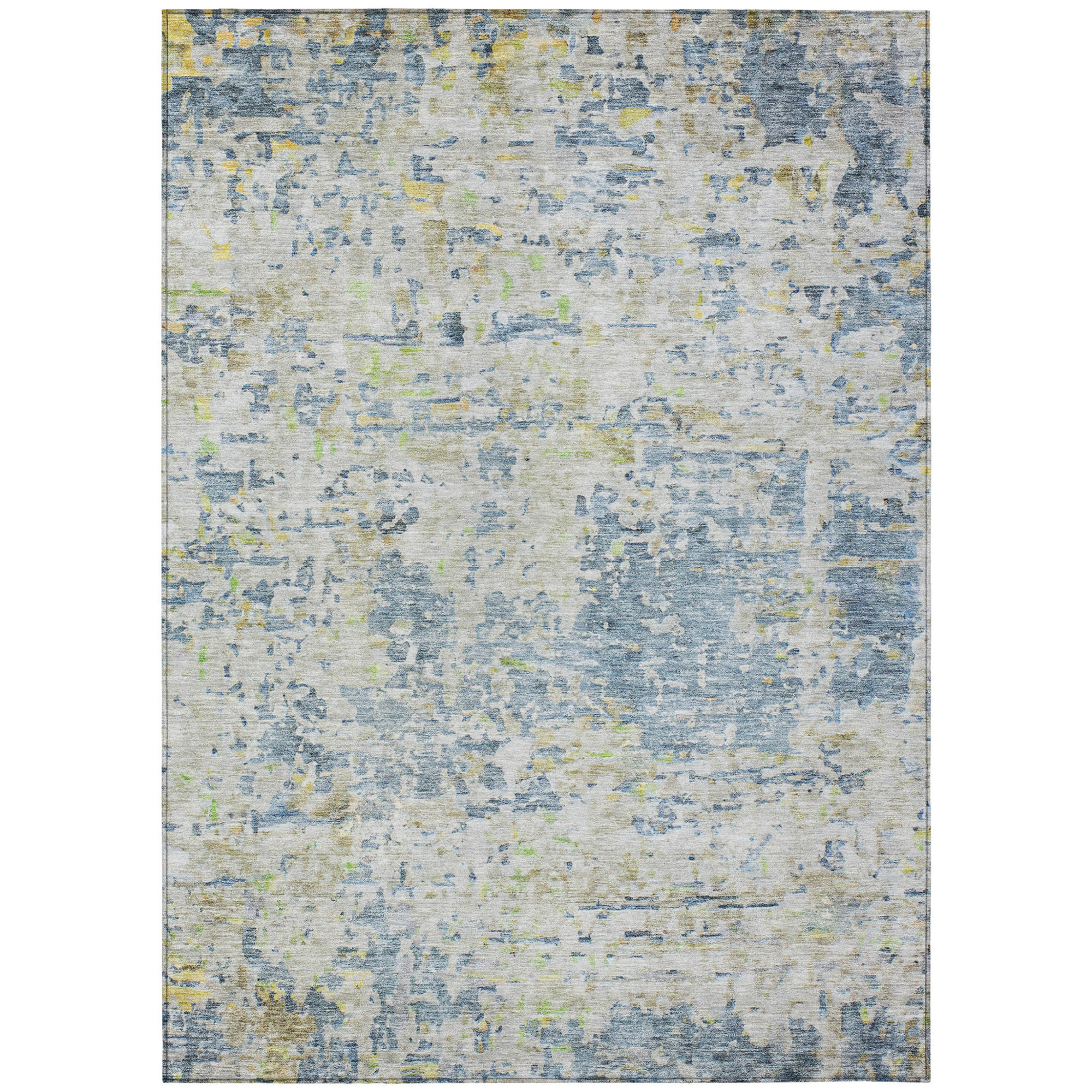 10' X 14' Blue Gray And Green Abstract Washable Indoor Outdoor Area Rug - 1 - Sports & Outdoor