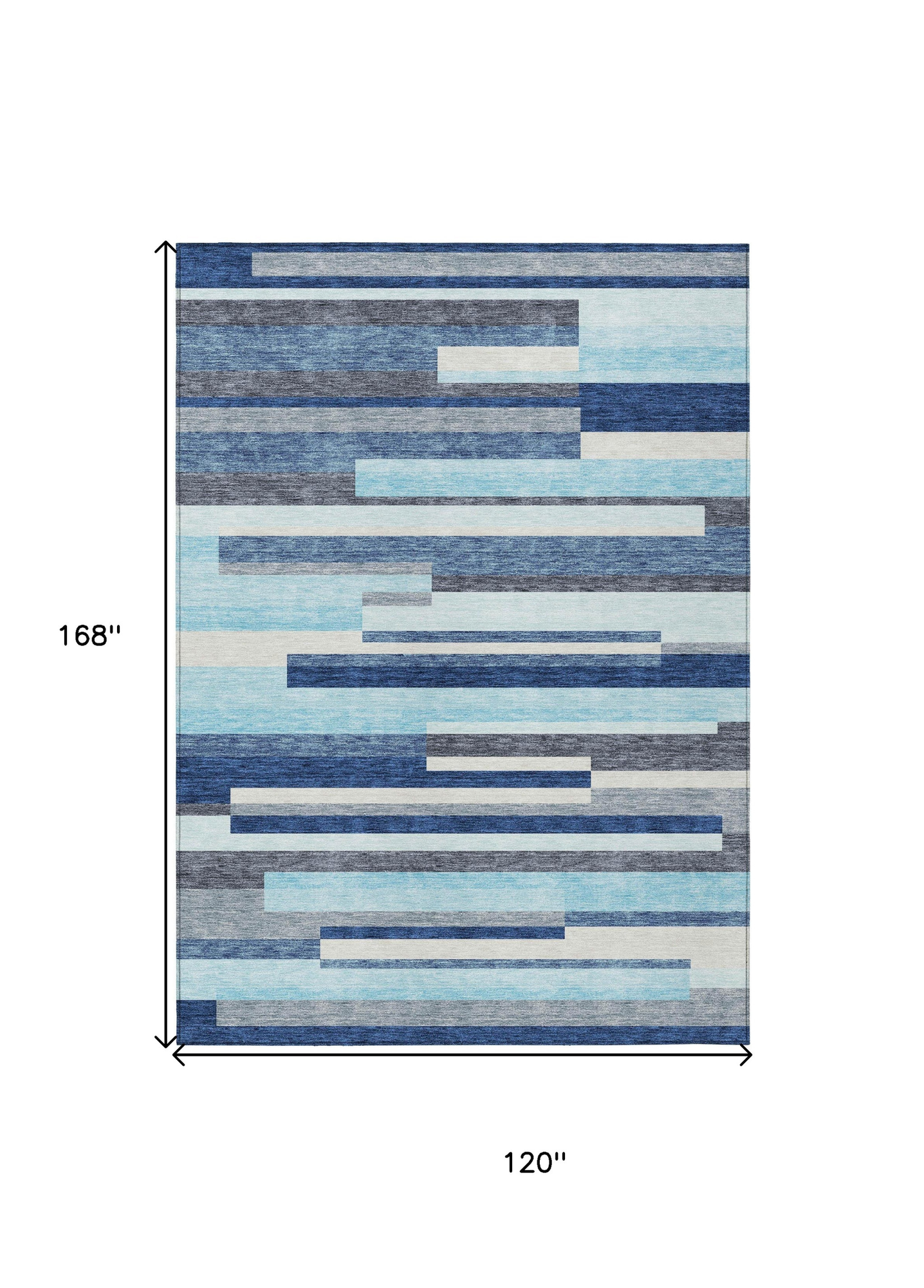 10' X 14' Blue Gray And Ivory Striped Washable Indoor Outdoor Area Rug - 1 - Sports & Outdoor