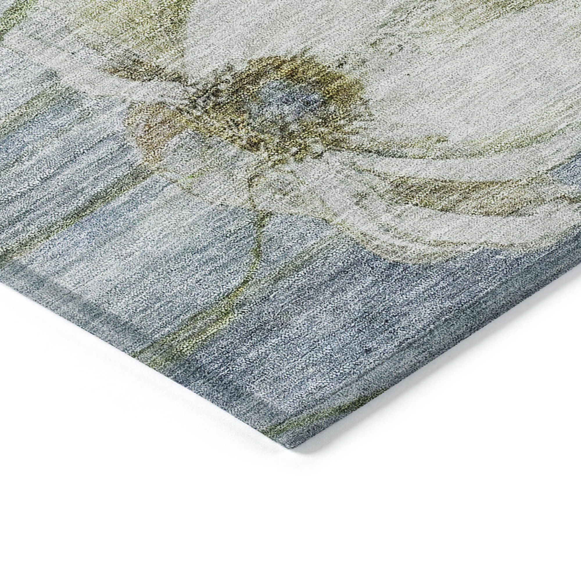 10' X 14' Denim Blue And Sky Blue Floral Washable Indoor Outdoor Area Rug - 1 - Sports & Outdoor