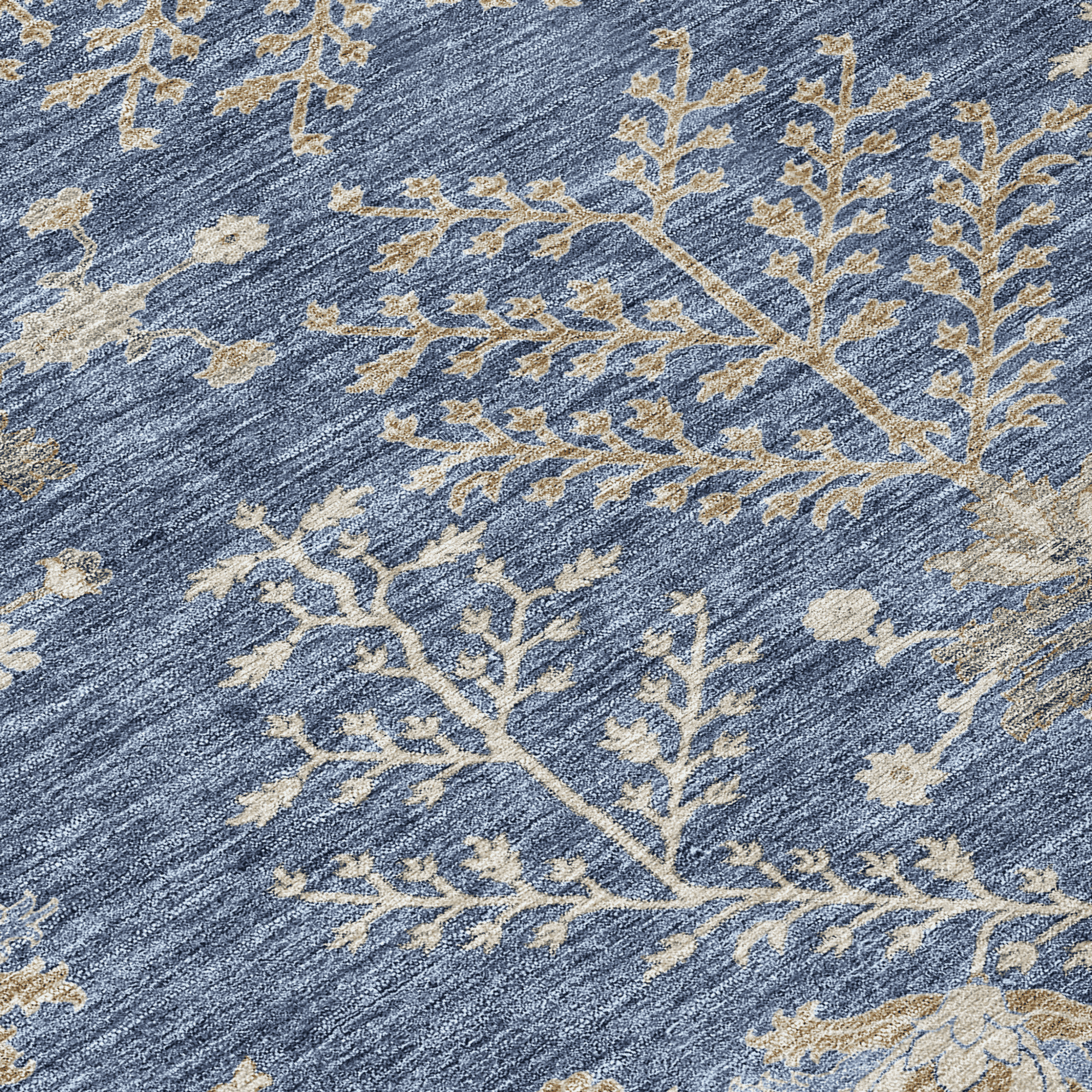 10' X 14' Blue Brown And Beige Floral Washable Indoor Outdoor Area Rug - 1 - Sports & Outdoor