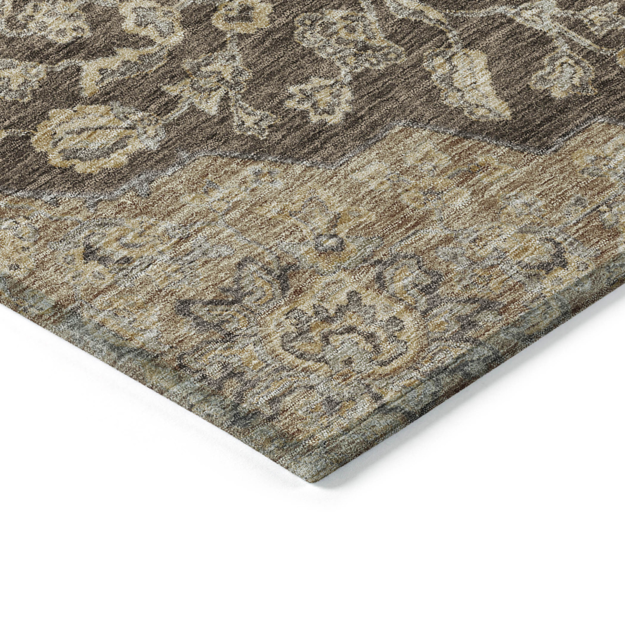 10' X 14' Chocolate Beige And Gray Oriental Washable Indoor Outdoor Area Rug - 1 - Sports & Outdoor