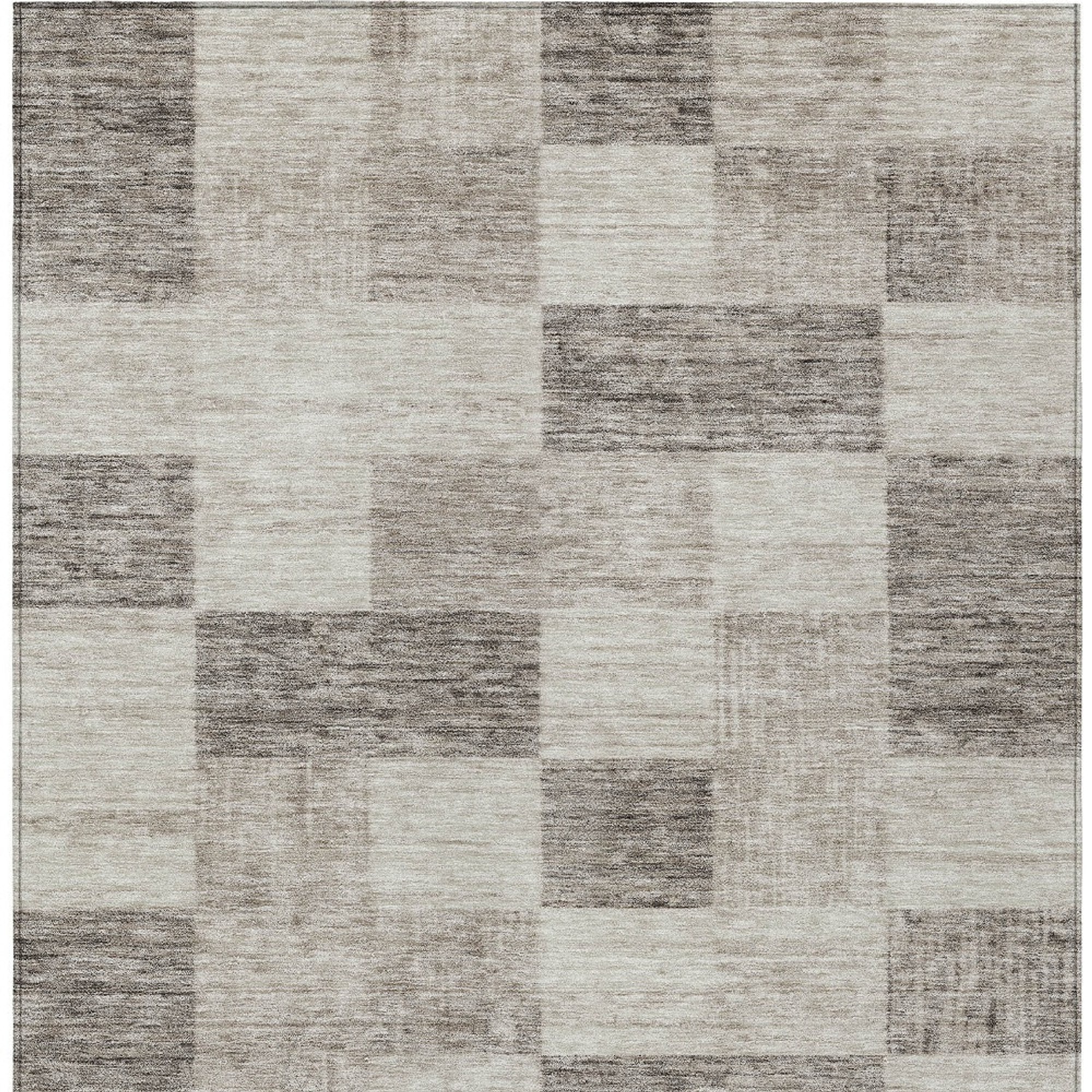 10' X 14' Beige And Gray Geometric Washable Indoor Outdoor Area Rug - 1 - Sports & Outdoor