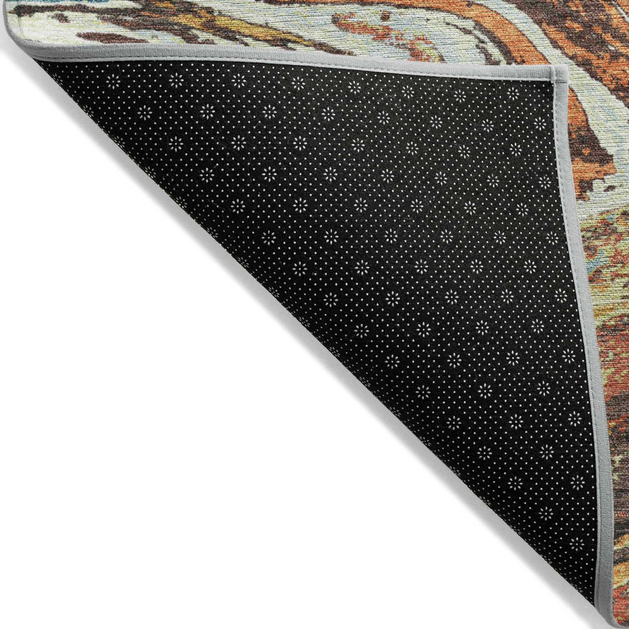 10' X 14' Khaki Brown And Blue Abstract Washable Indoor Outdoor Area Rug - 1 - Sports & Outdoor