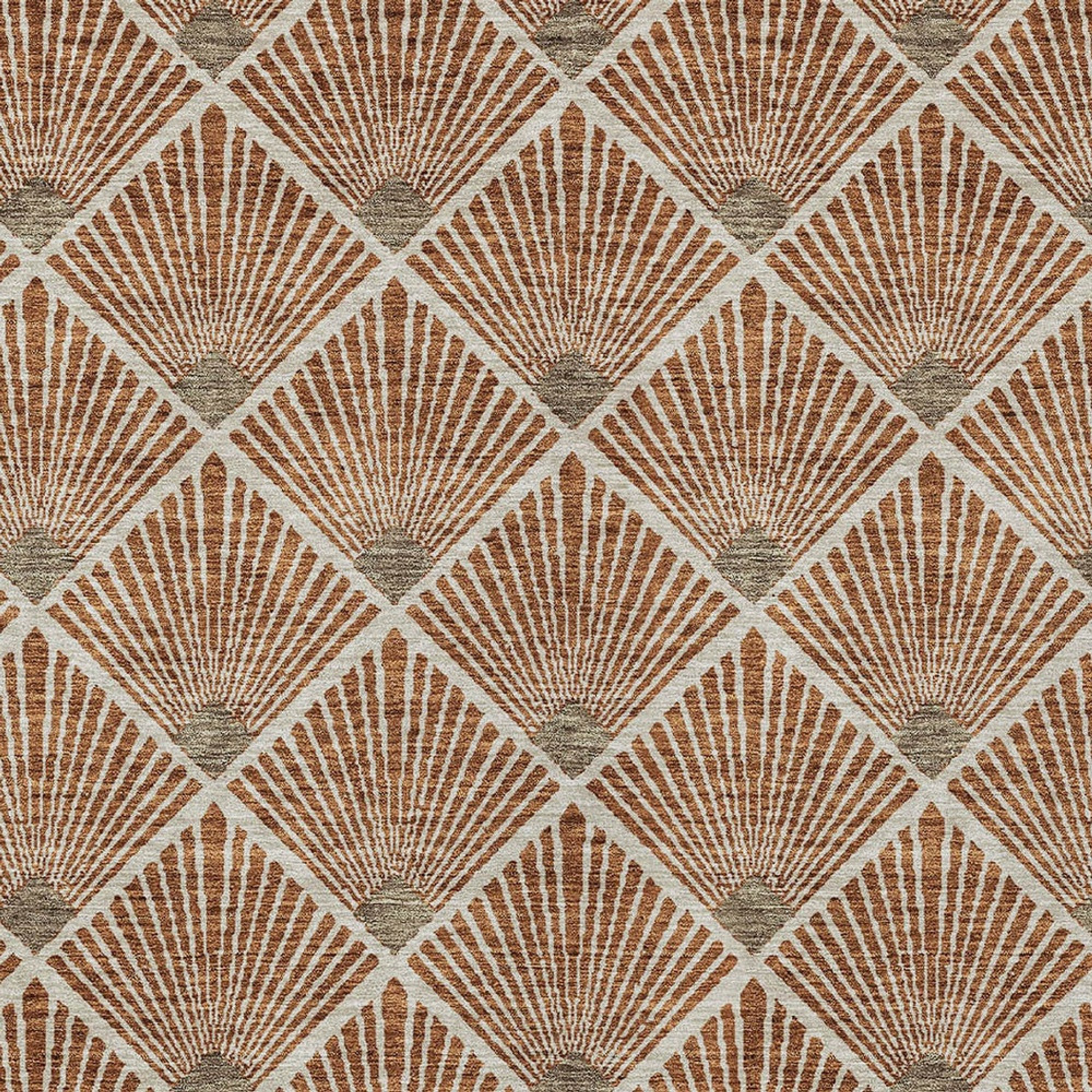 10' X 14' Brown Copper And Beige Geometric Washable Indoor Outdoor Area Rug - 1 - Sports & Outdoor