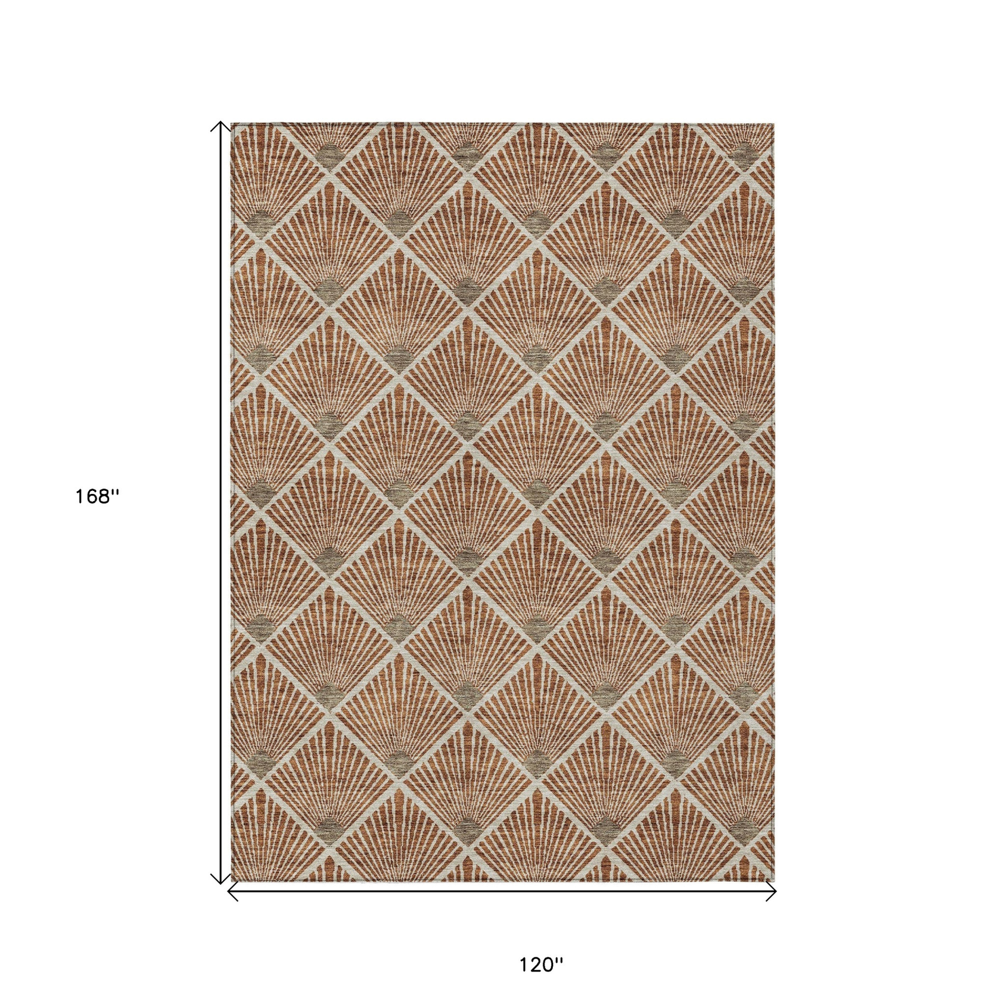 10' X 14' Brown Copper And Beige Geometric Washable Indoor Outdoor Area Rug - 1 - Sports & Outdoor