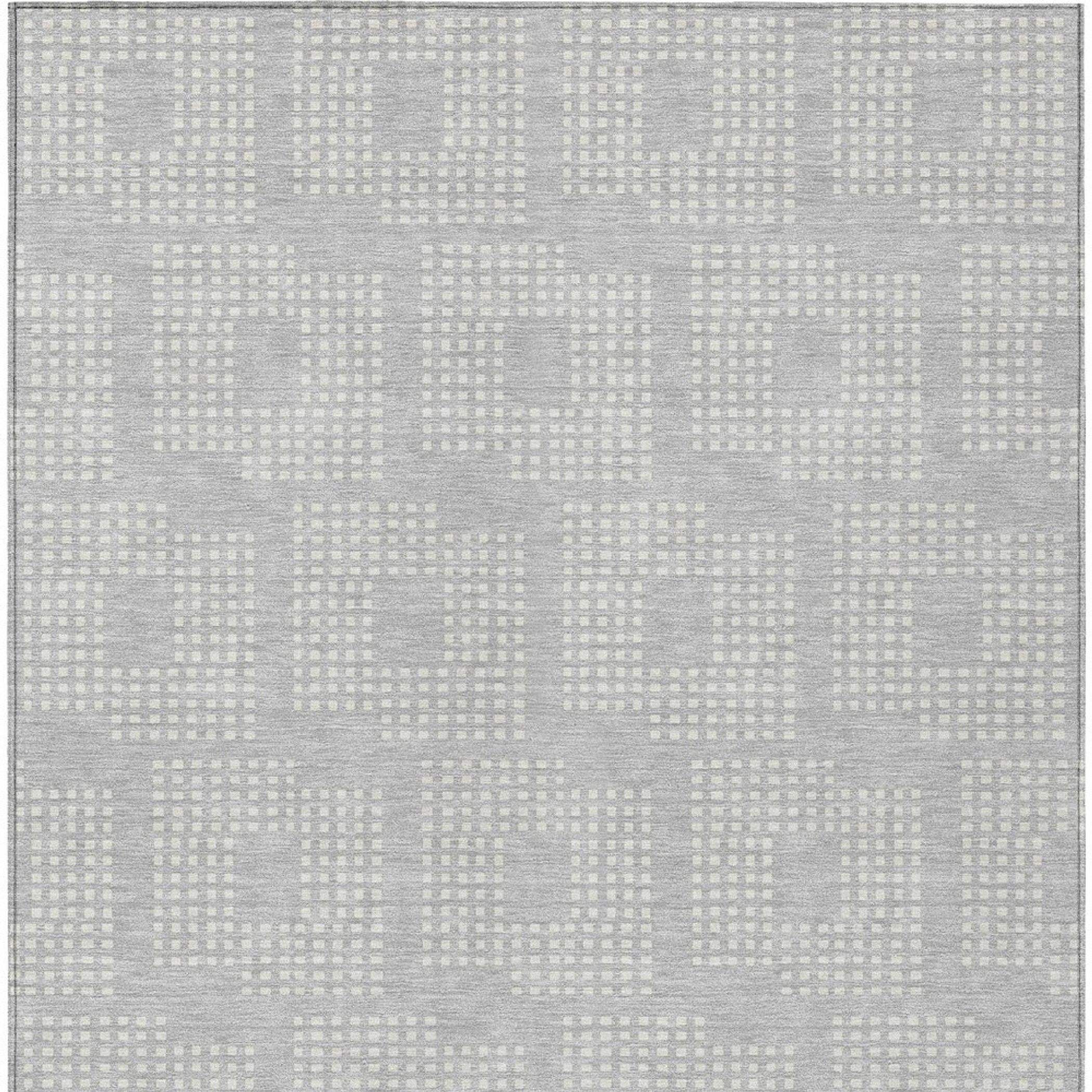 10' X 14' Silver And Ivory Geometric Washable Indoor Outdoor Area Rug - 1 - Sports & Outdoor