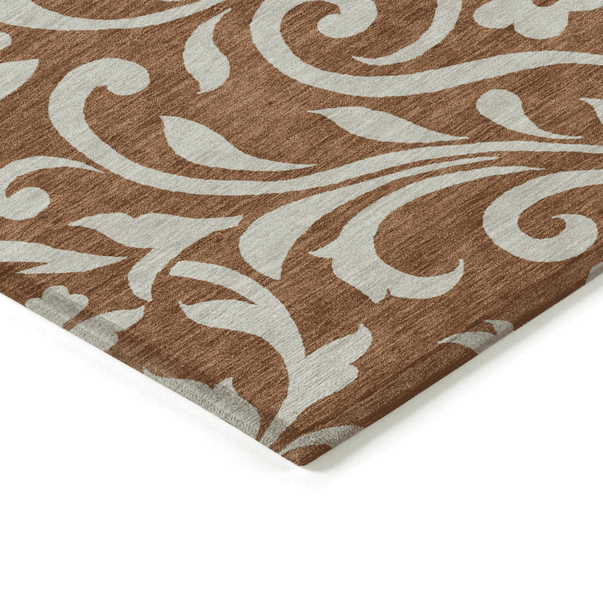 10' X 14' Brown And Beige Floral Washable Indoor Outdoor Area Rug - 1 - Sports & Outdoor
