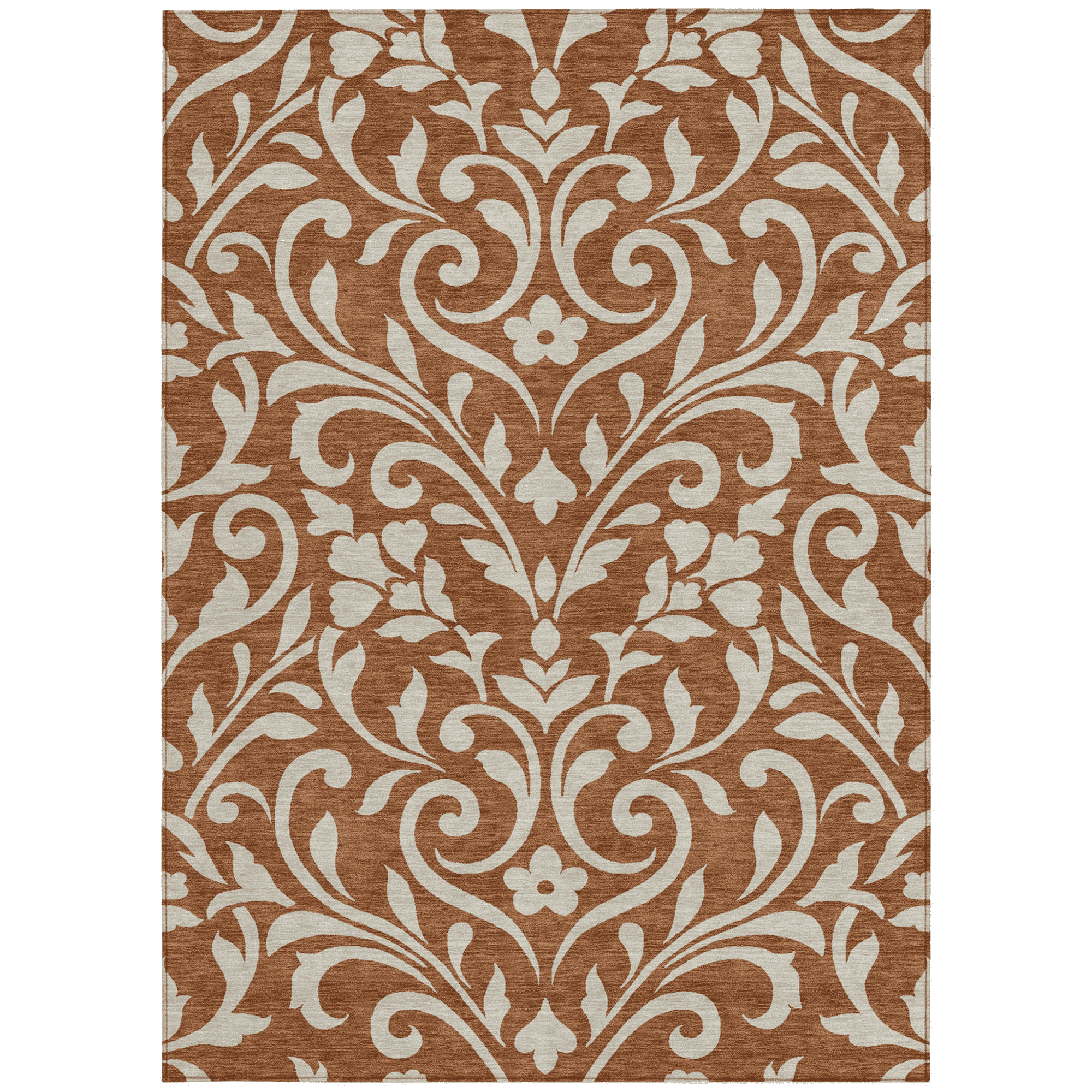10' X 14' Brown And Beige Floral Washable Indoor Outdoor Area Rug - 1 - Sports & Outdoor