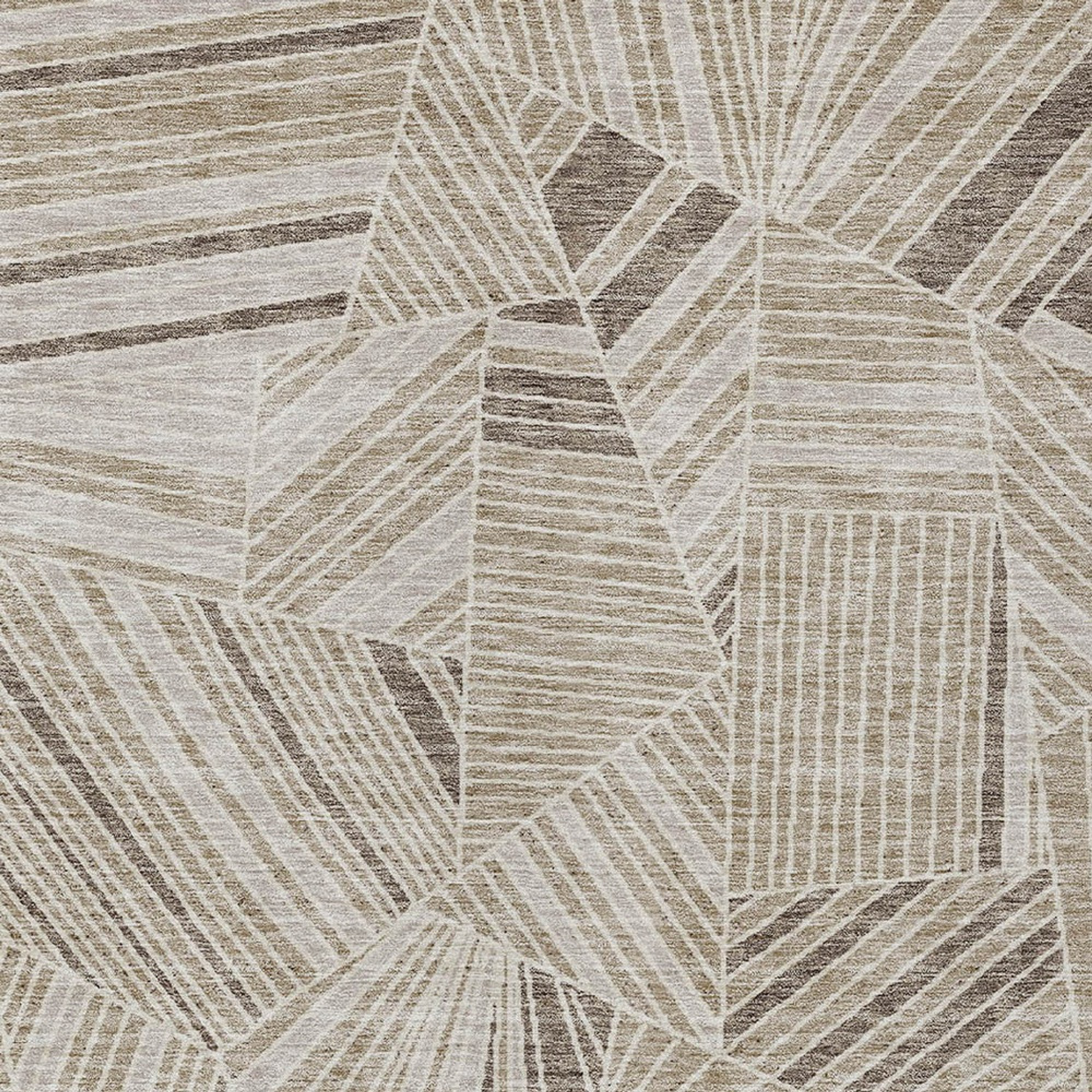 10' X 14' Beige Brown And Ivory Geometric Washable Indoor Outdoor Area Rug - 1 - Sports & Outdoor
