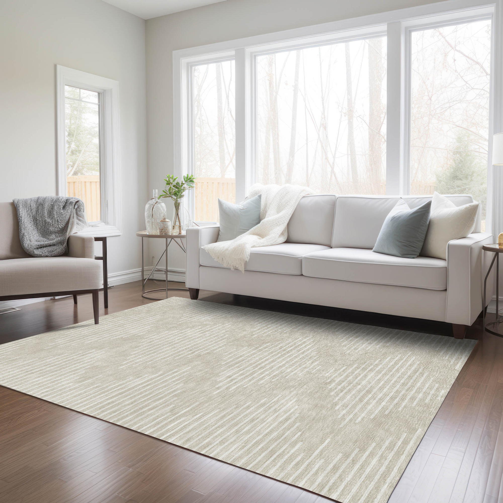 10' X 14' Beige And Ivory Geometric Washable Indoor Outdoor Area Rug - 1 - Sports & Outdoor