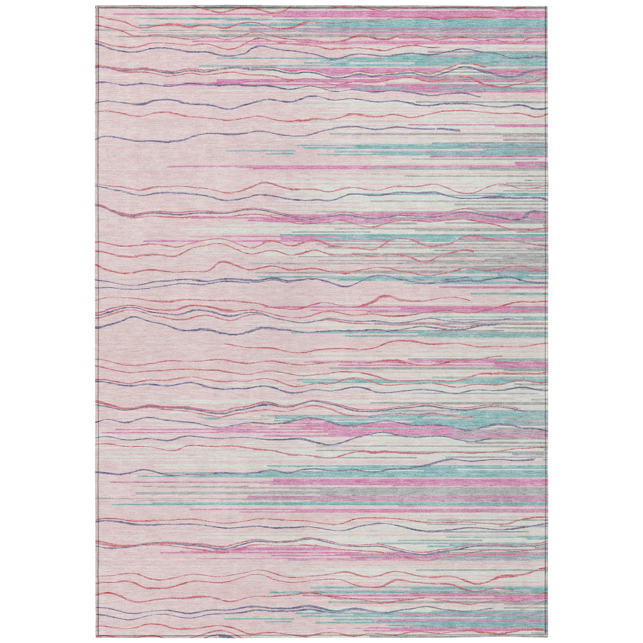 10' X 14' Pink Blue And Purple Striped Washable Indoor Outdoor Area Rug - 1 - Sports & Outdoor