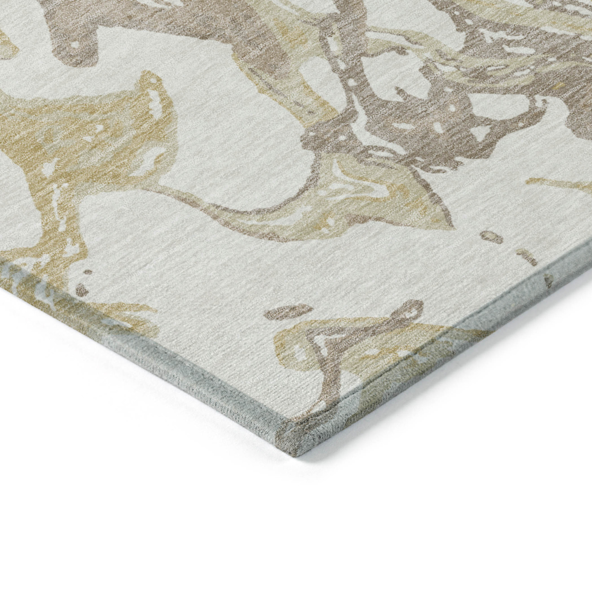 10' X 14' Ivory Gold And Brown Abstract Washable Indoor Outdoor Area Rug - 1 - Sports & Outdoor