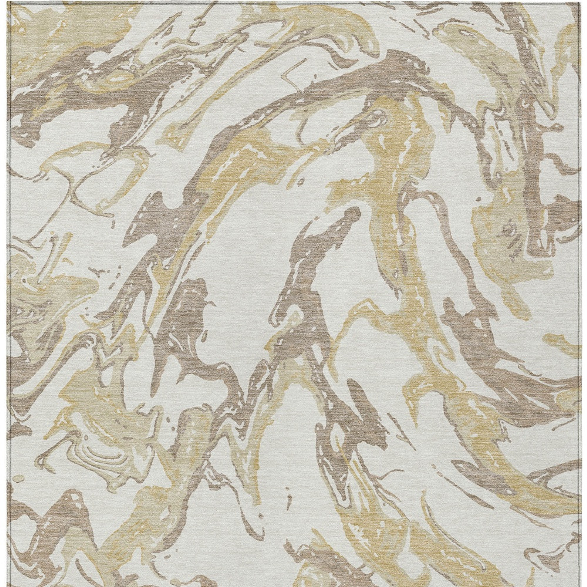 10' X 14' Ivory Gold And Brown Abstract Washable Indoor Outdoor Area Rug - 1 - Sports & Outdoor