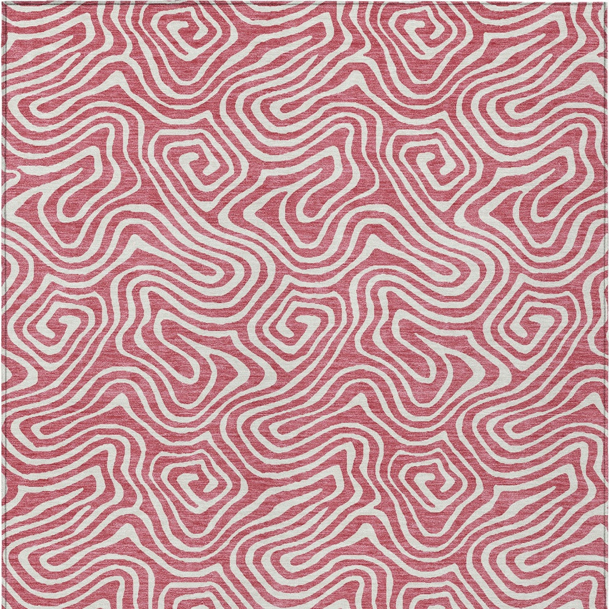 10' X 14' Blush And Ivory Abstract Washable Indoor Outdoor Area Rug - 1 - Sports & Outdoor